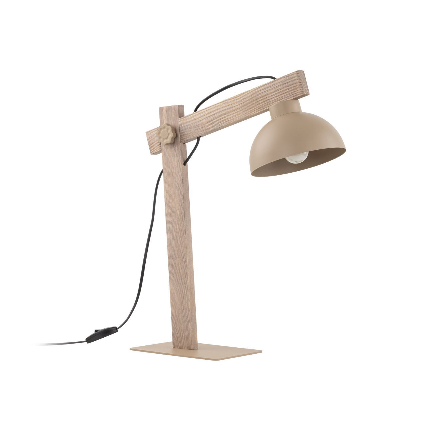 Tischleuchte Holz Metall Beige E27 52 cm flexibel