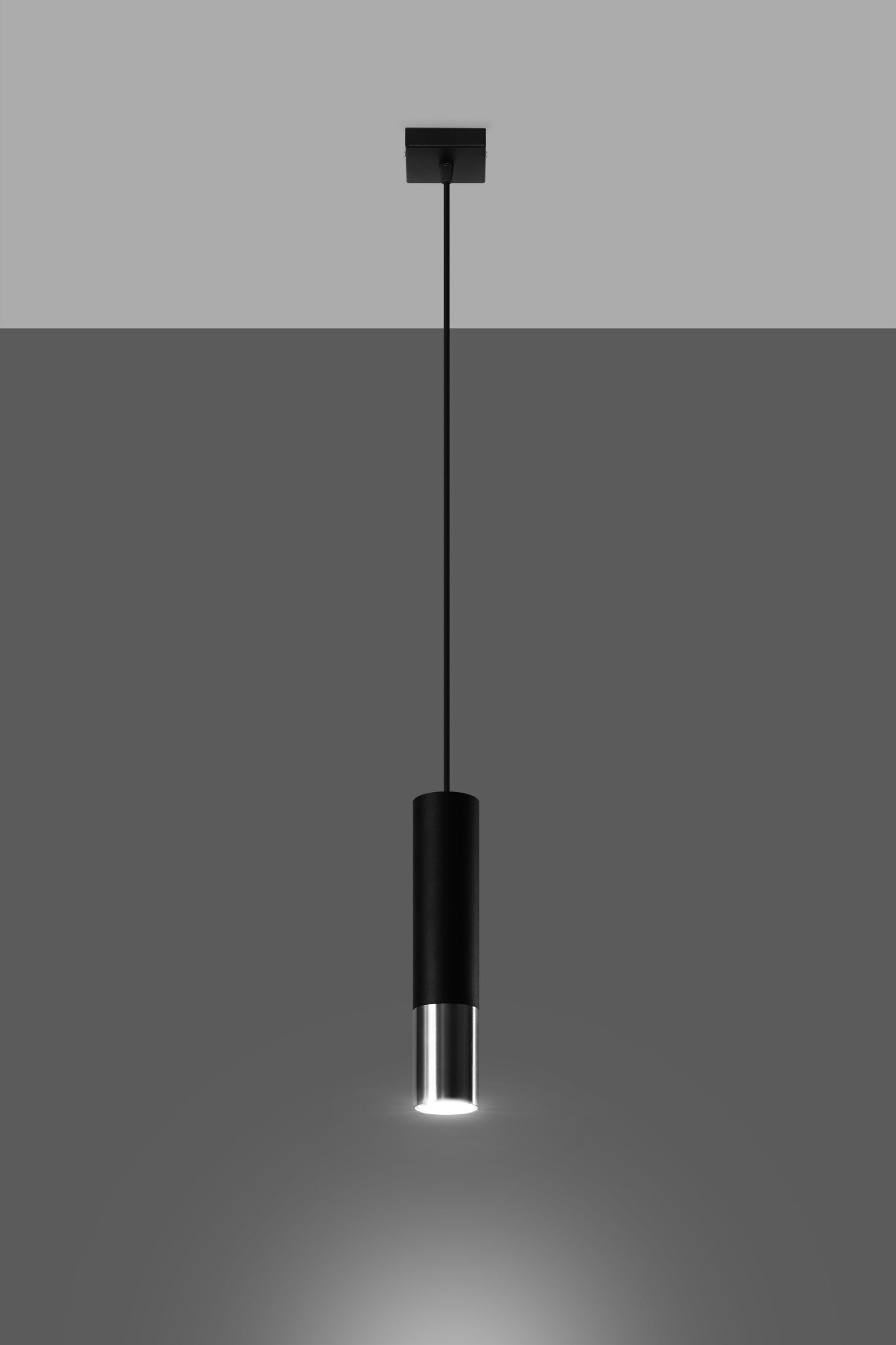 Lampe à suspendre EDYTH Noir Chrome Métal Ø 5 cm étroit GU10