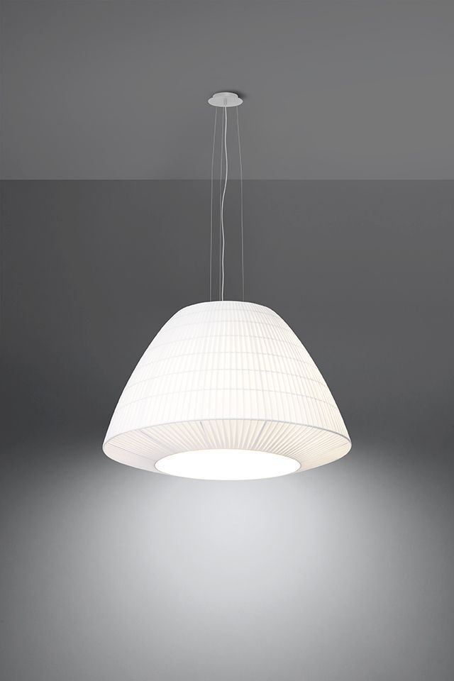 Suspension Blanc Tissu Verre Ø 60 cm grand 3x E27 DIYA