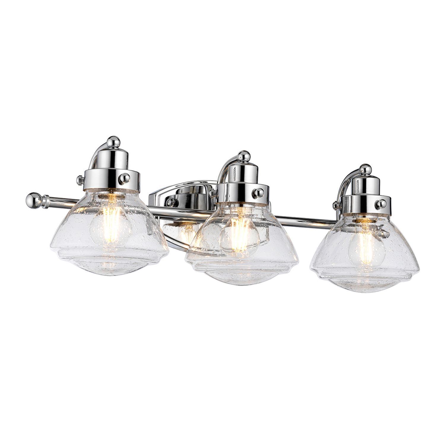 Applique salle de bain chrome en métal verre L : 63,4 cm IP44 E27