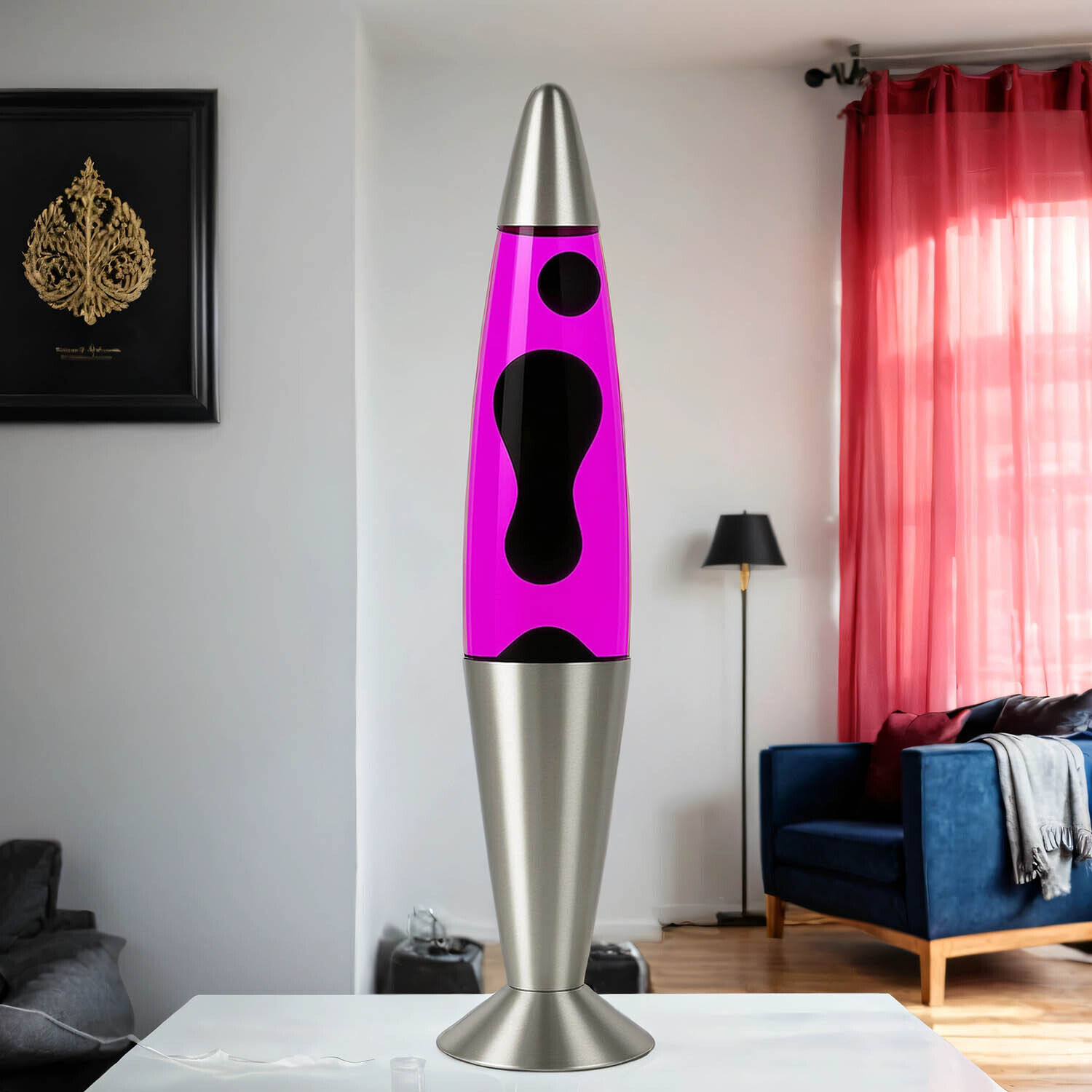 Lampe à Lave Déco Rose Noir 42 cm Rétro JENNY Lampe