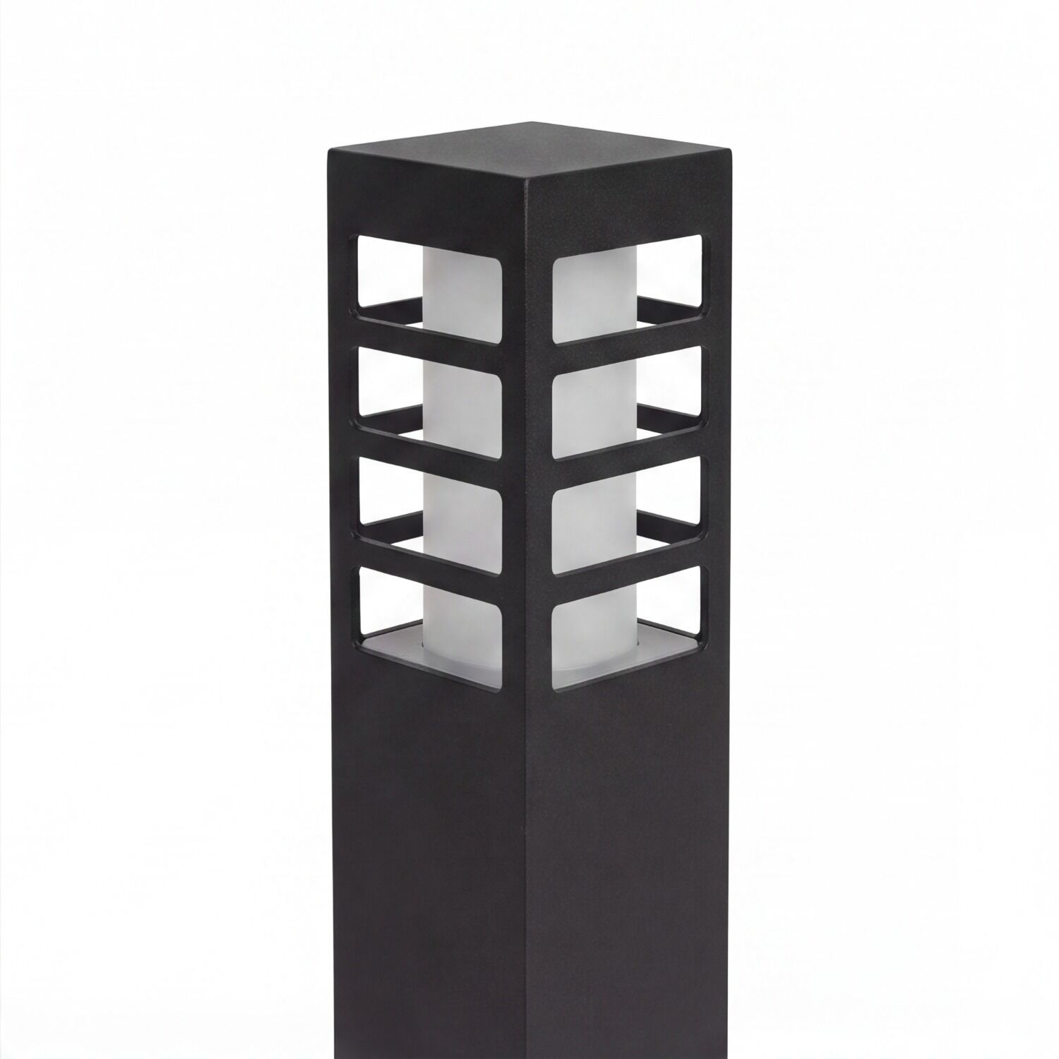 le51554-stehlampe-wegeleuchte-terrasse-garten-aussen-metall-kunststoff-modern-ip54-schwarz-04 Lampenpfosten, Außenleuchte, Standleuchte, Schwarz, Gitterdesign