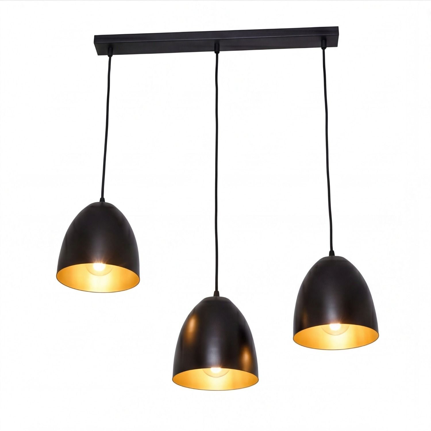 Suspension noir or 3 flammes E27 orientable Pendelleuchte, Hängelampe, Drei-Licht, Schwarz, Metall