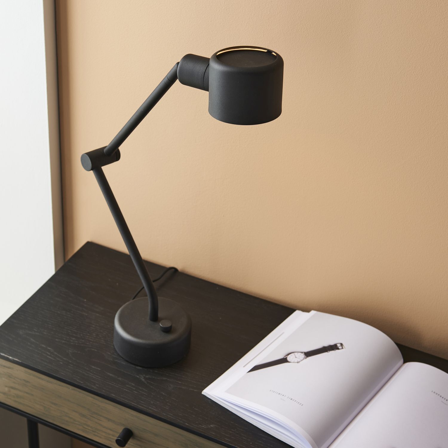Lampe de bureau noire ajustable H : 69 cm E14 Moderne