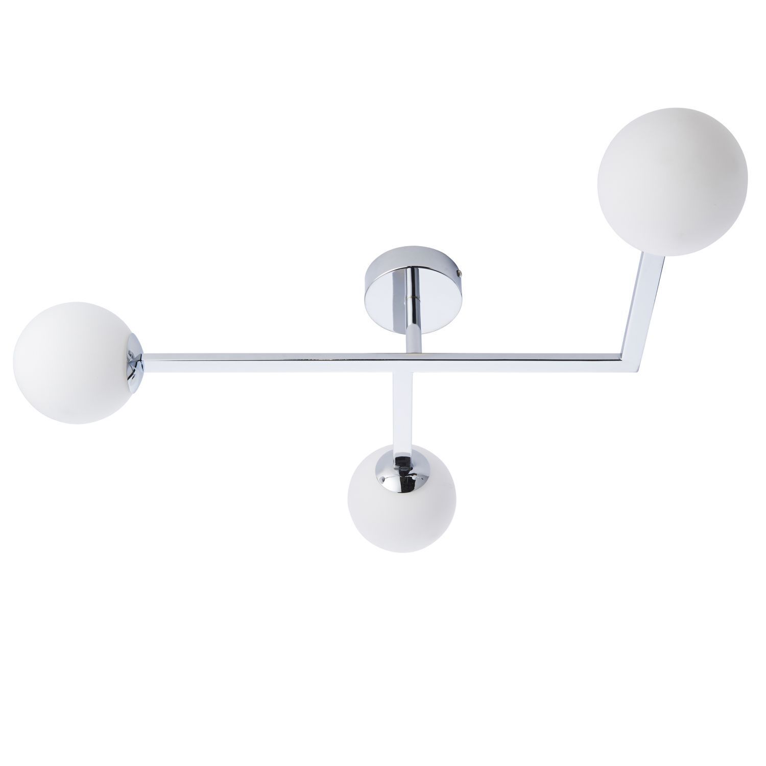 Lampe de plafonnier salle de bain verre métal IP44 65 cm long chrome blanc 3x G9