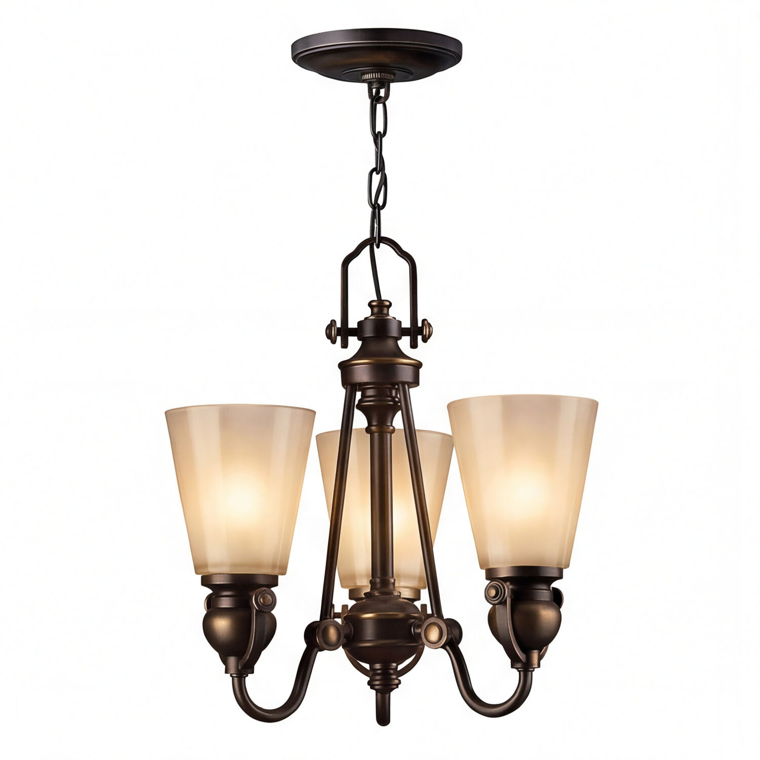 haengeleuchte-pendelleuchte-haengelampe-anabell-7-3-flammig-bronze-antik-beige-vintage-industrie-810-1 kronleuchter, deckenleuchte, bronze-Optik, 3-lammig, glas-Schirm