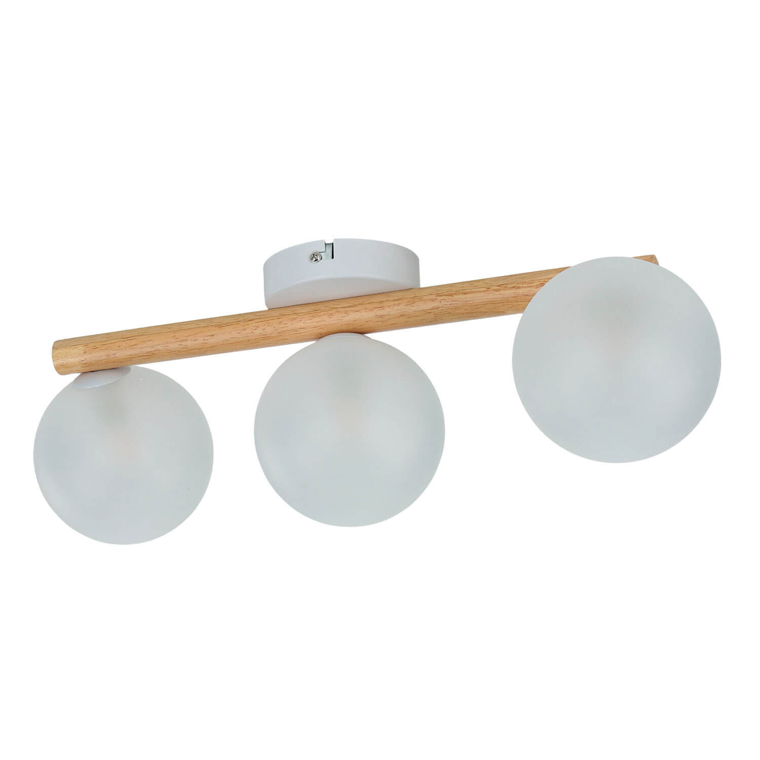 Deckenlampe Holz Glas 47 cm lang G9 in Hell Weiß 3-flammig Deckenlampe Holz Glas 47 cm lang G9 in Hell Weiß 3-flammig