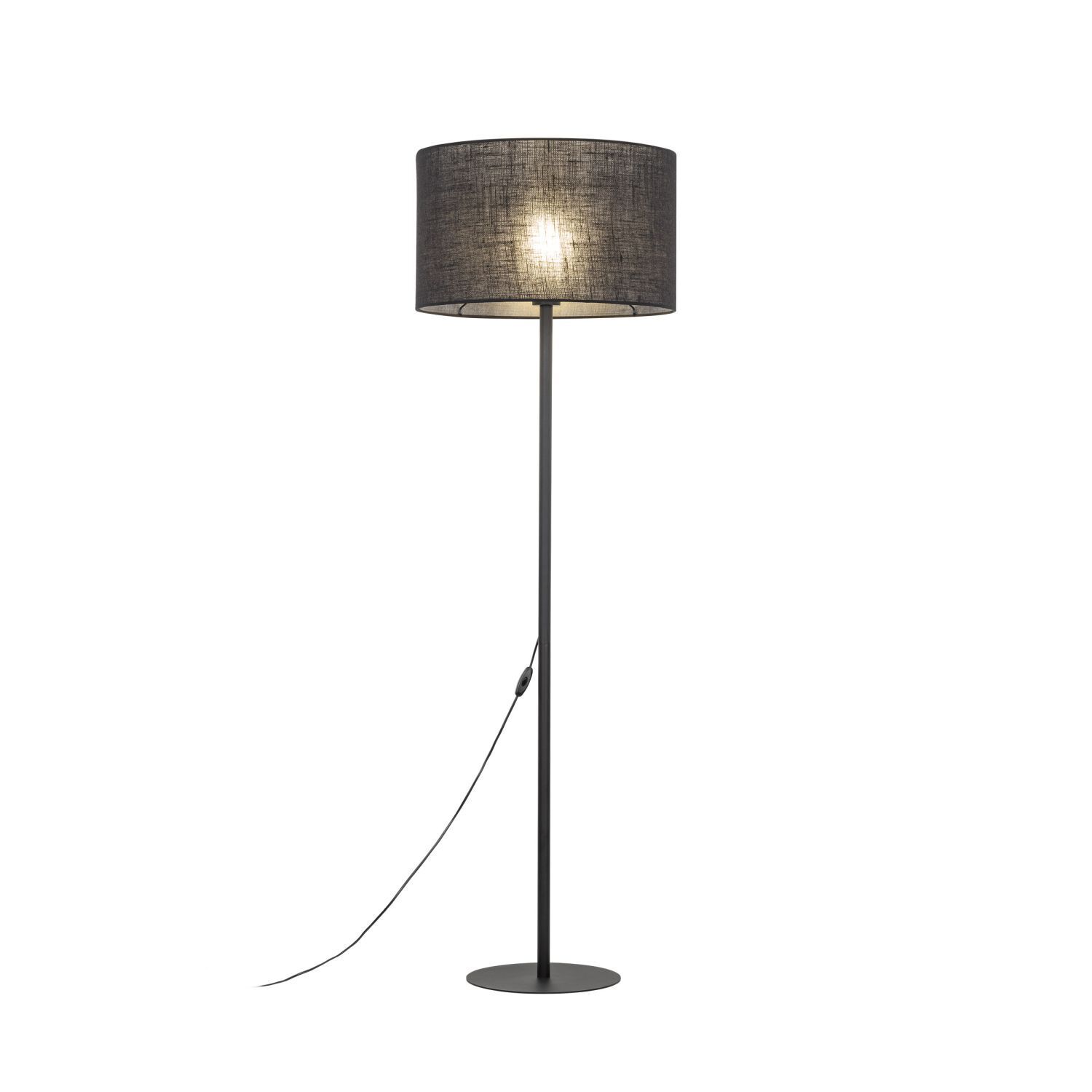 Stehleuchte Schwarz 160 cm Ø 50 cm Metall Stoff E27 Lampe, Lampenschirm