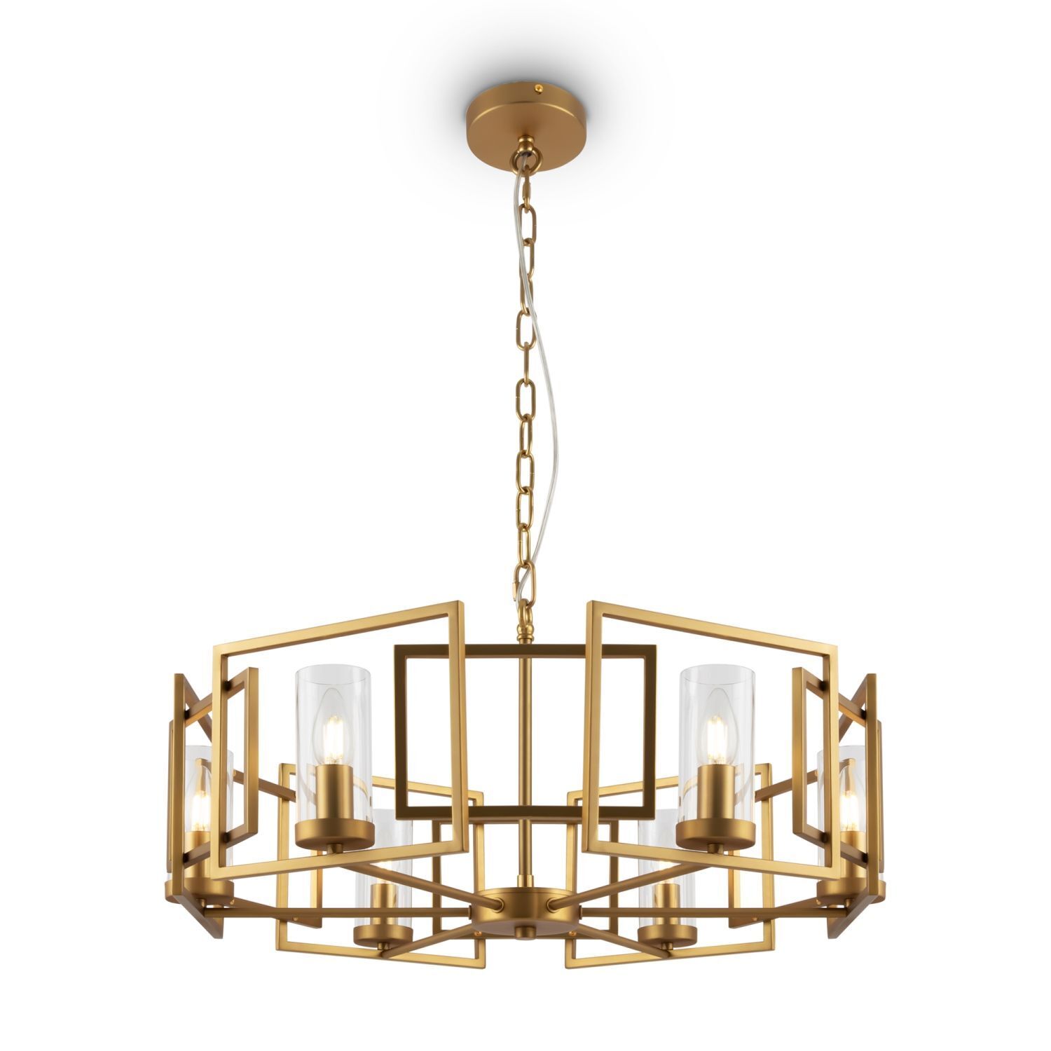 Lustre métal verre E14 D : 65,6 cm en or rond Leuchter, Lampe, Leuchte, Deckenleuchte