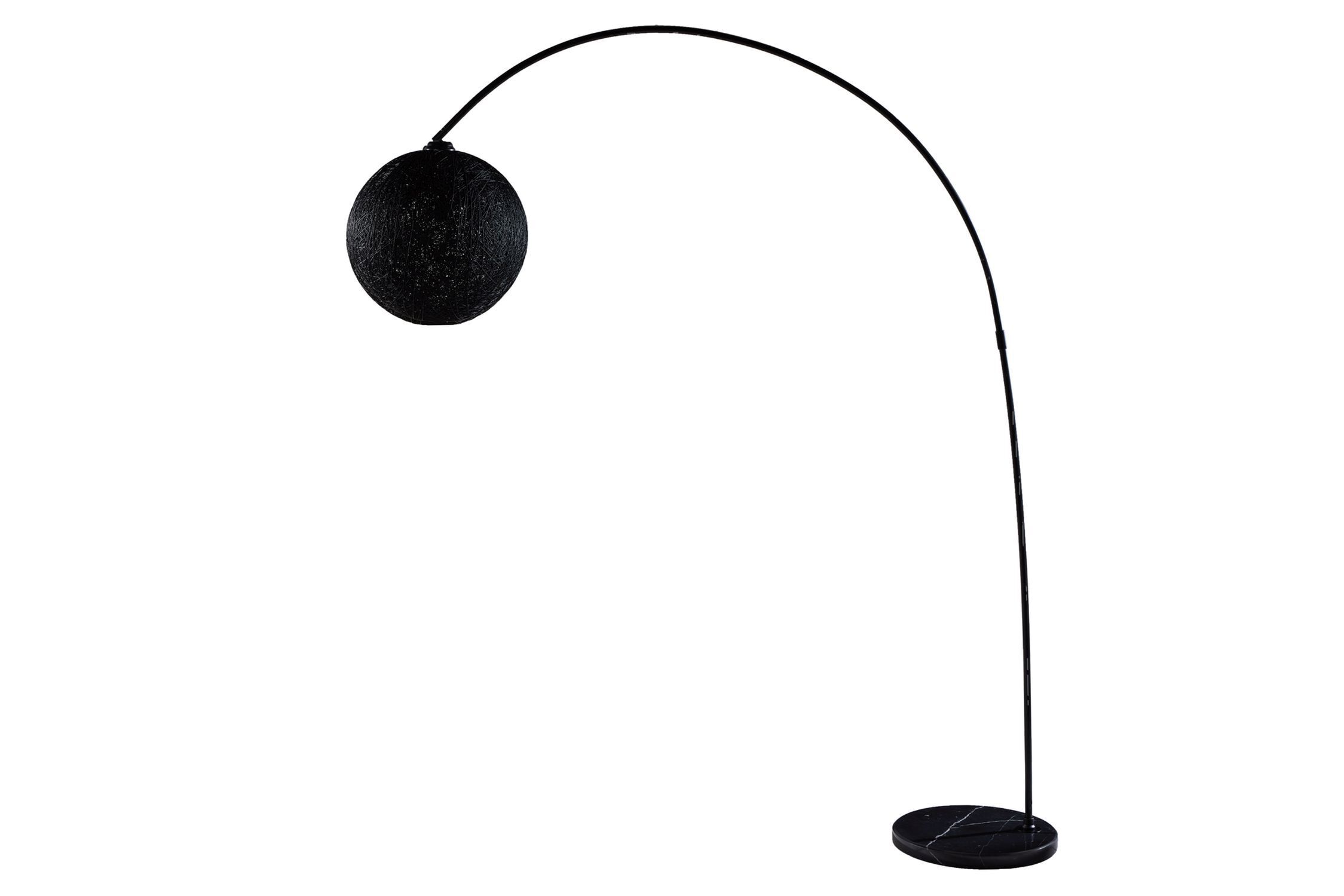 XXL lampe arquée noir métal chanvre E27 205 cm grand