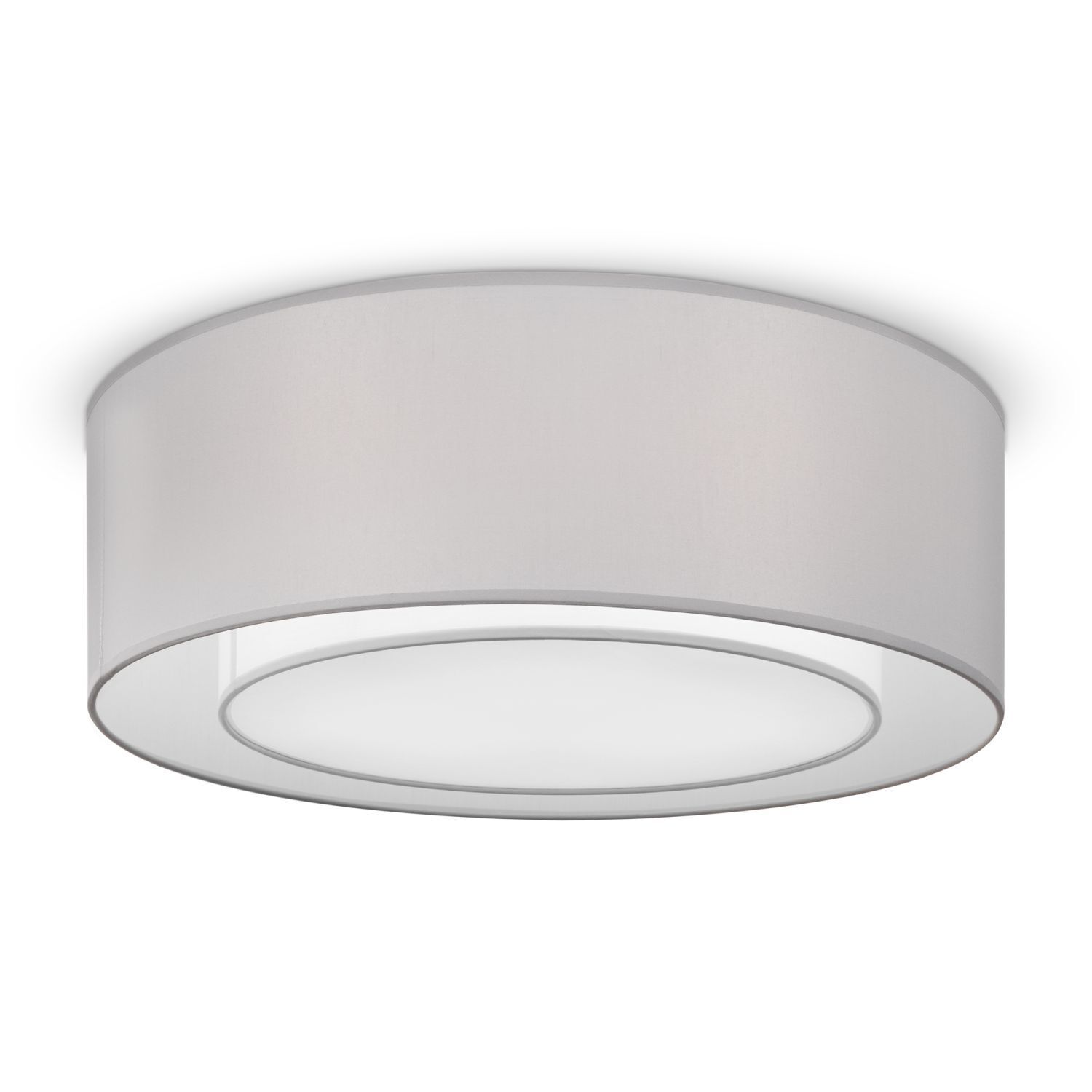 Plafonnier métal tissu rond Ø 52 cm chrome gris clair