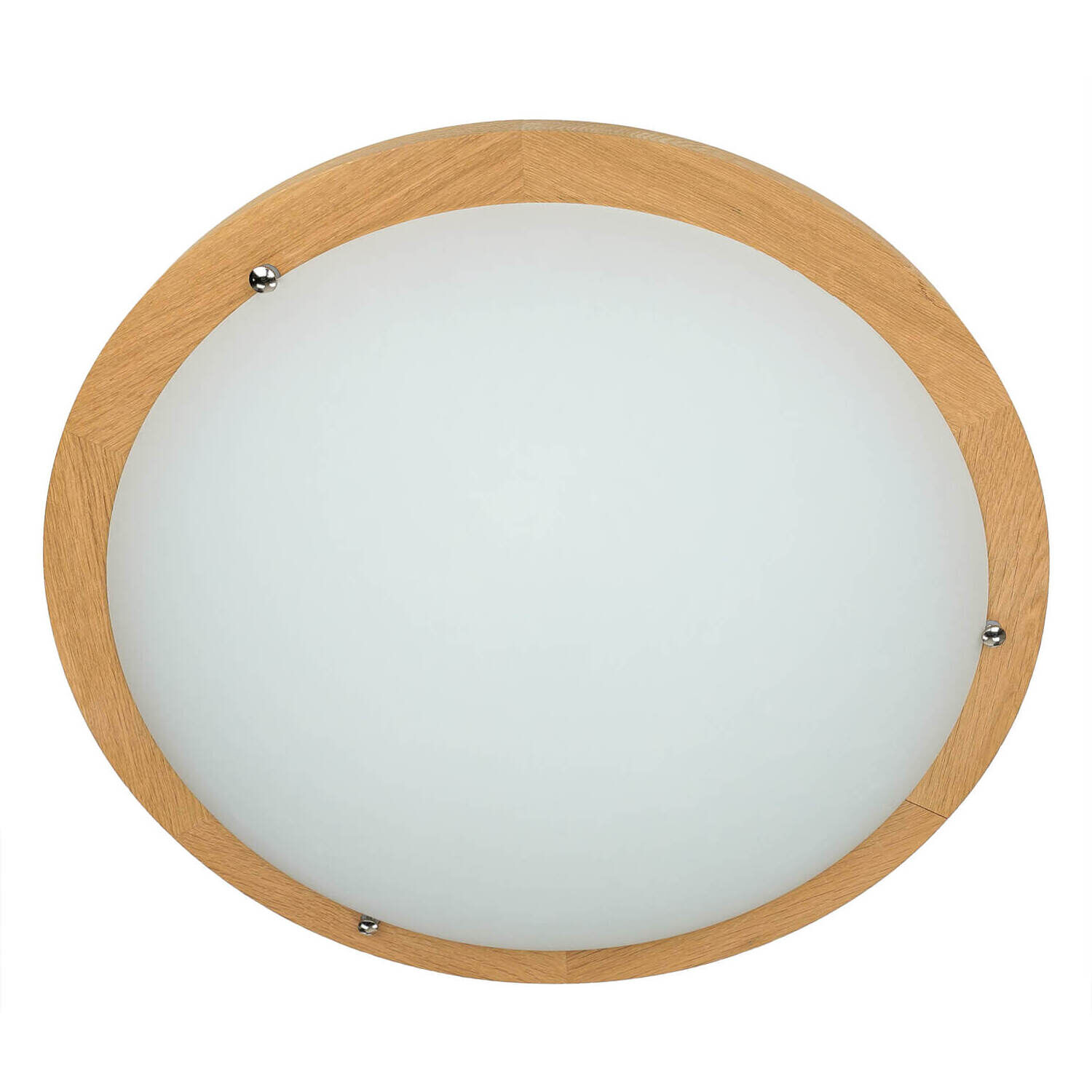 Plafonnier rond bois verre 3-flmg Ø45cm faible éblouissement