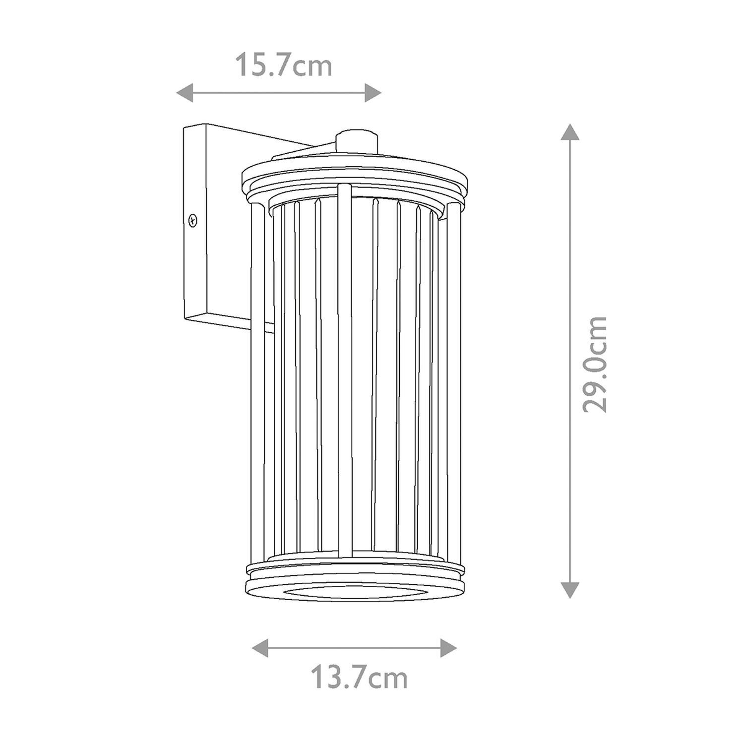 Lampe d'extérieur murale IP44 H : 29 cm verre aluminium noir