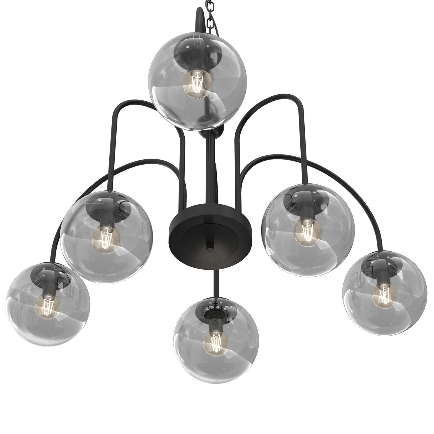 Suspension ronde en laiton noir gris fumé Ø65 cm