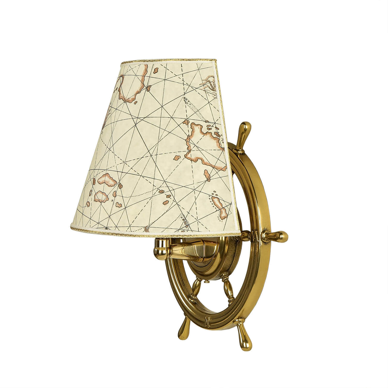 Lampe murale maritime laiton barre à roue VELIERO