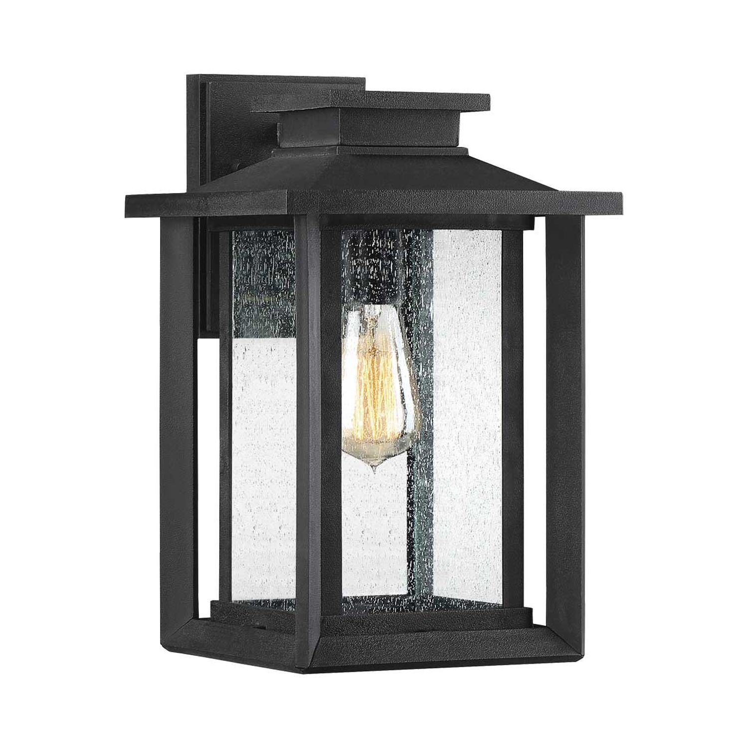 Applique murale extérieure Noir Vintage E27 IP44 H : 35,7 cm Verre de pluie