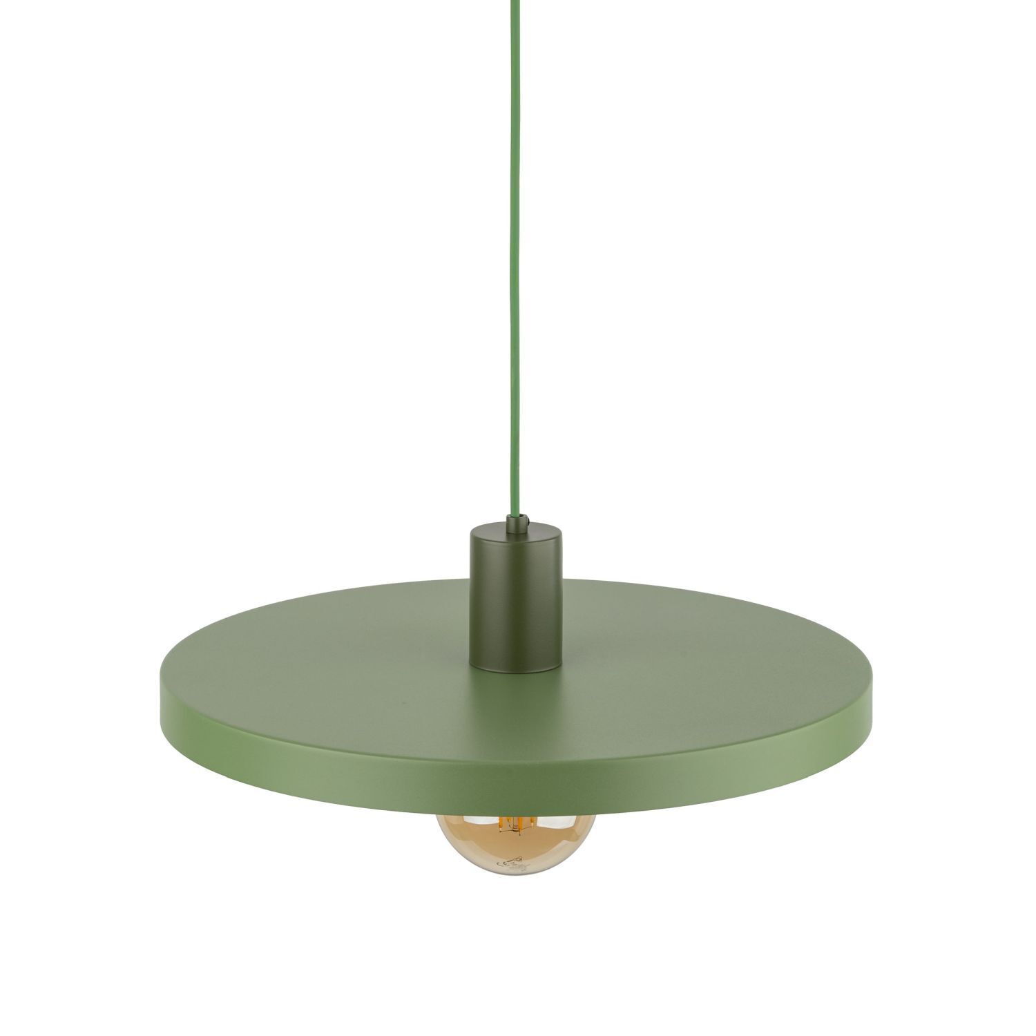 Lampe à suspendre verte E27 Ø40 cm ronde Vintage métal