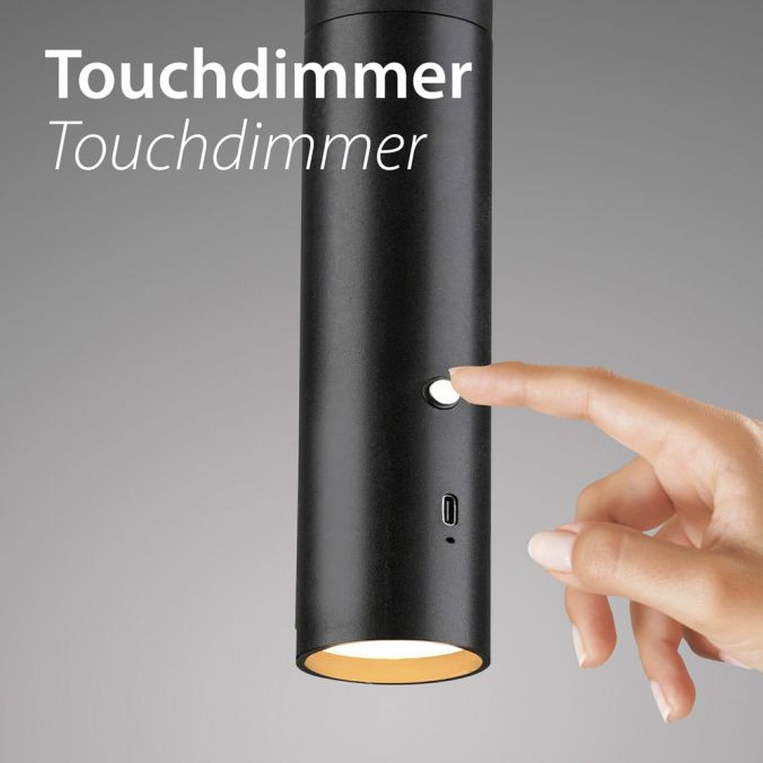 LED Akku Pendelleuchte Schwarz Metall Touch Dimmen 3 W Lampe