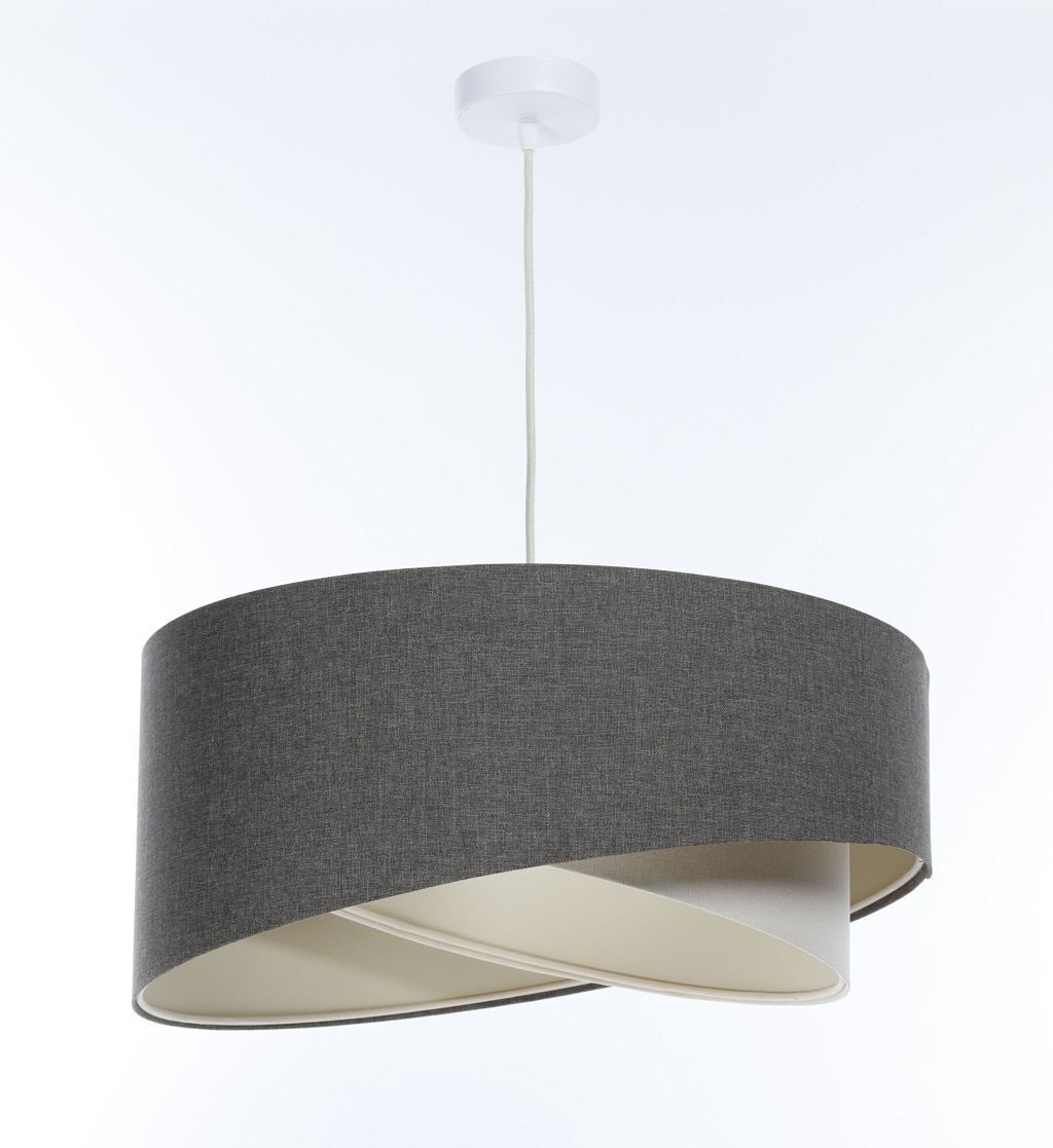 Suspension Gris Crème E27 ronde D : 45 cm Abat-jour en tissu Lampe
