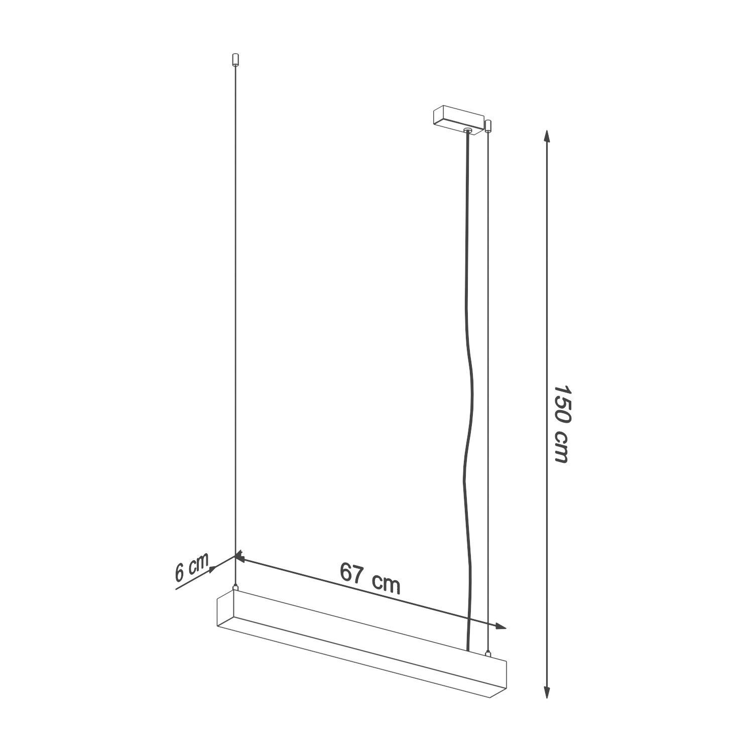 LED Lampe à suspendre métal gris L : 67 cm 4000 K étroit