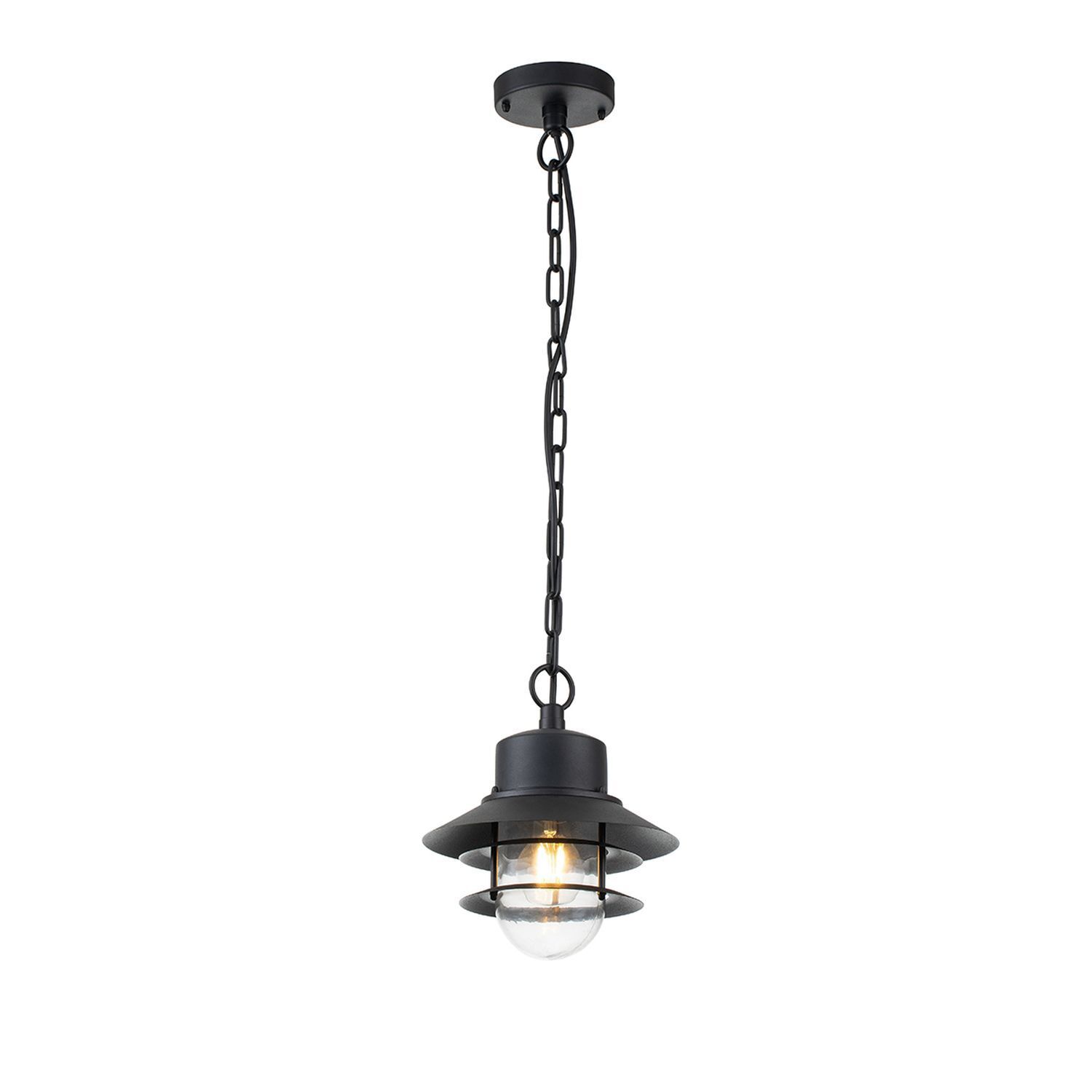 Lampe d'extérieur IP44 E27 noir verre inox Maritim