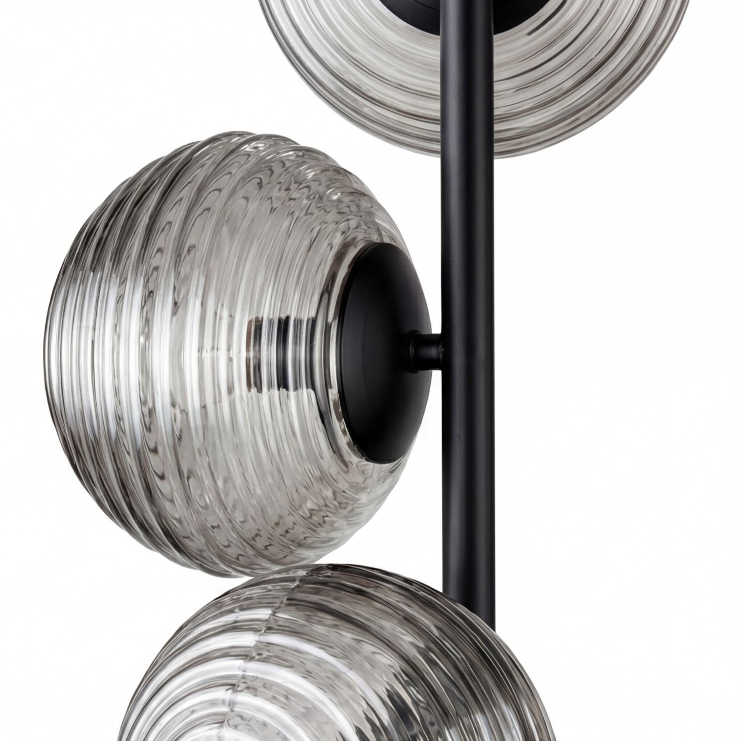 Stehlampe Schwarz Rauchglas Metall Schalter 160 cm E27 Lampen, Beleuchtung, Glaskugel, Standleuchte, Runder Glaskorpus