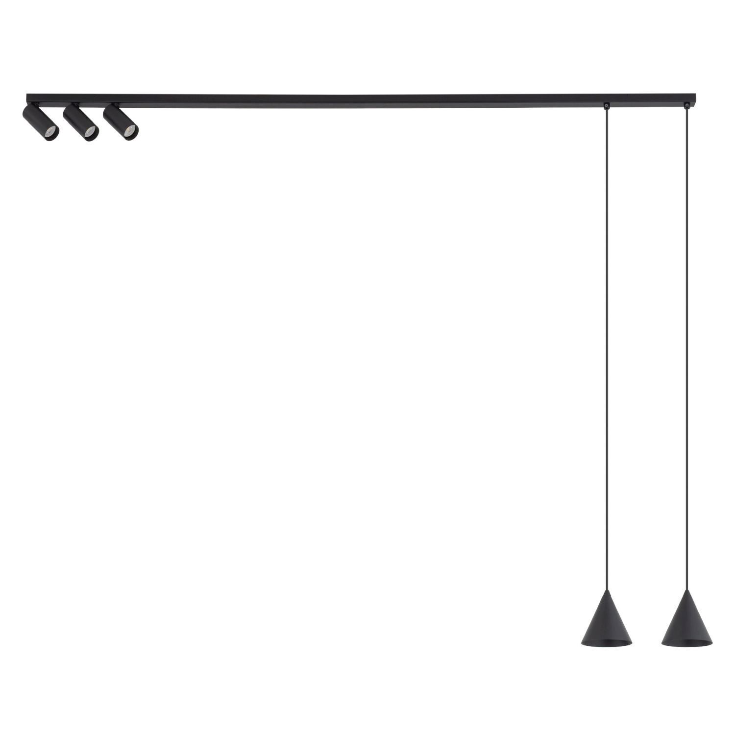 LED, Track lighting, Pendant, Schwarz, Deckenmontage