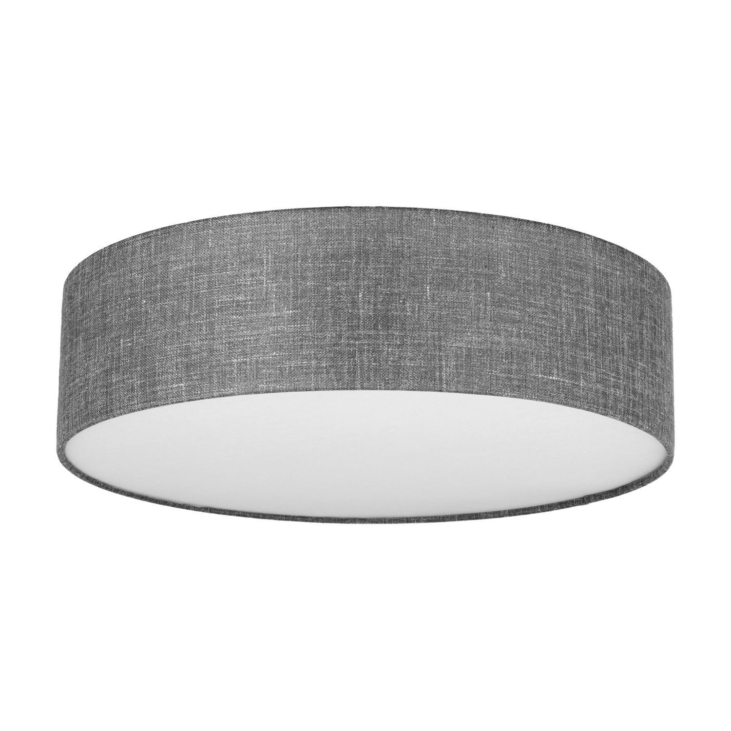 Plafonnier Gris rond plat Ø 60 cm Abat-jour en tissu Moderne