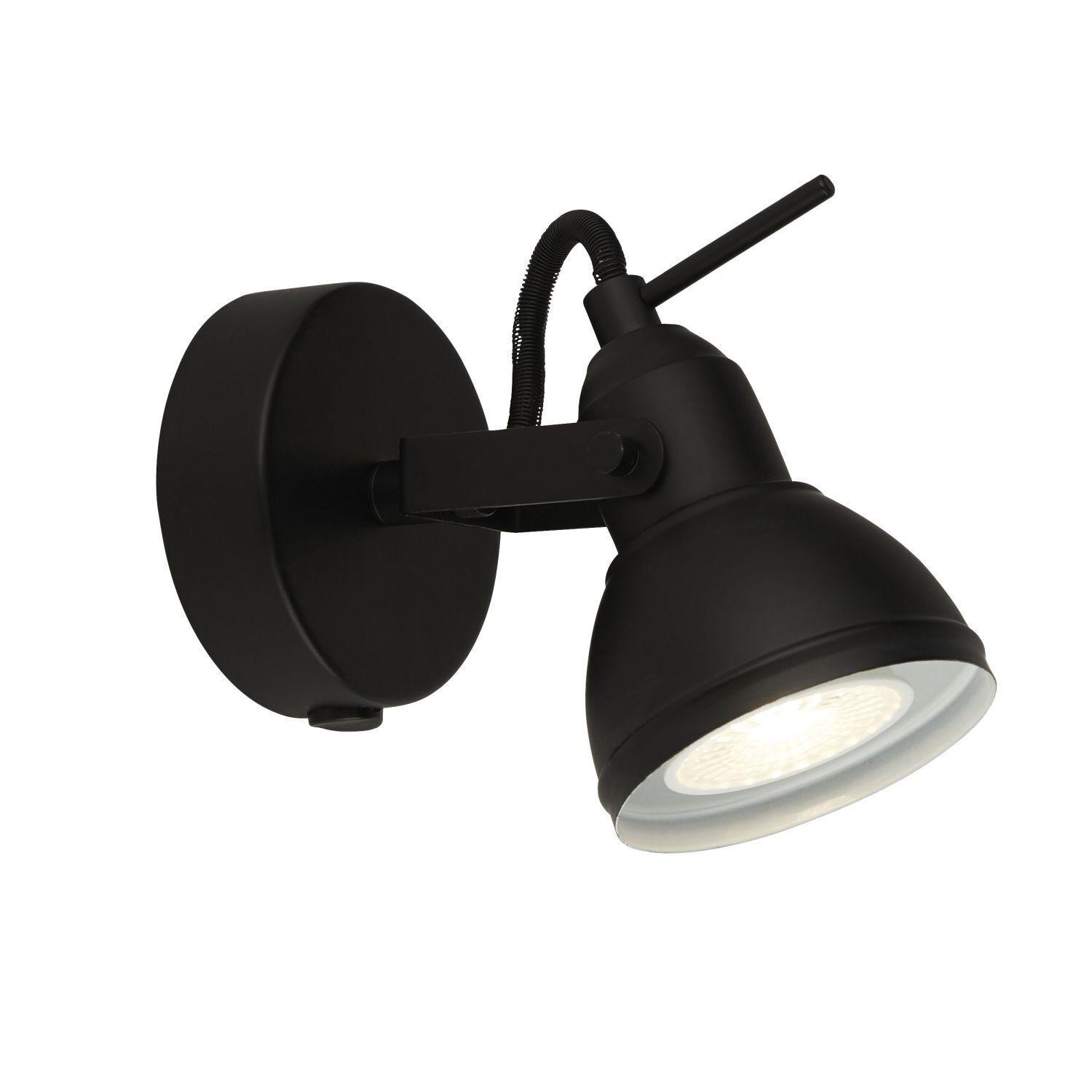 Spot mural noir en métal orientable GU10 jusqu'à 50 W