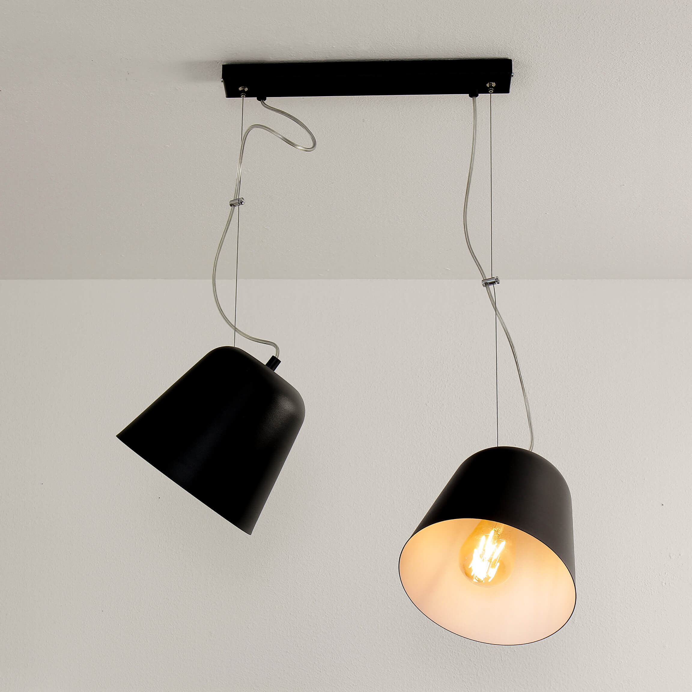 Suspension flexible Tiket ajustable Noir Lampe, Lampenschirm