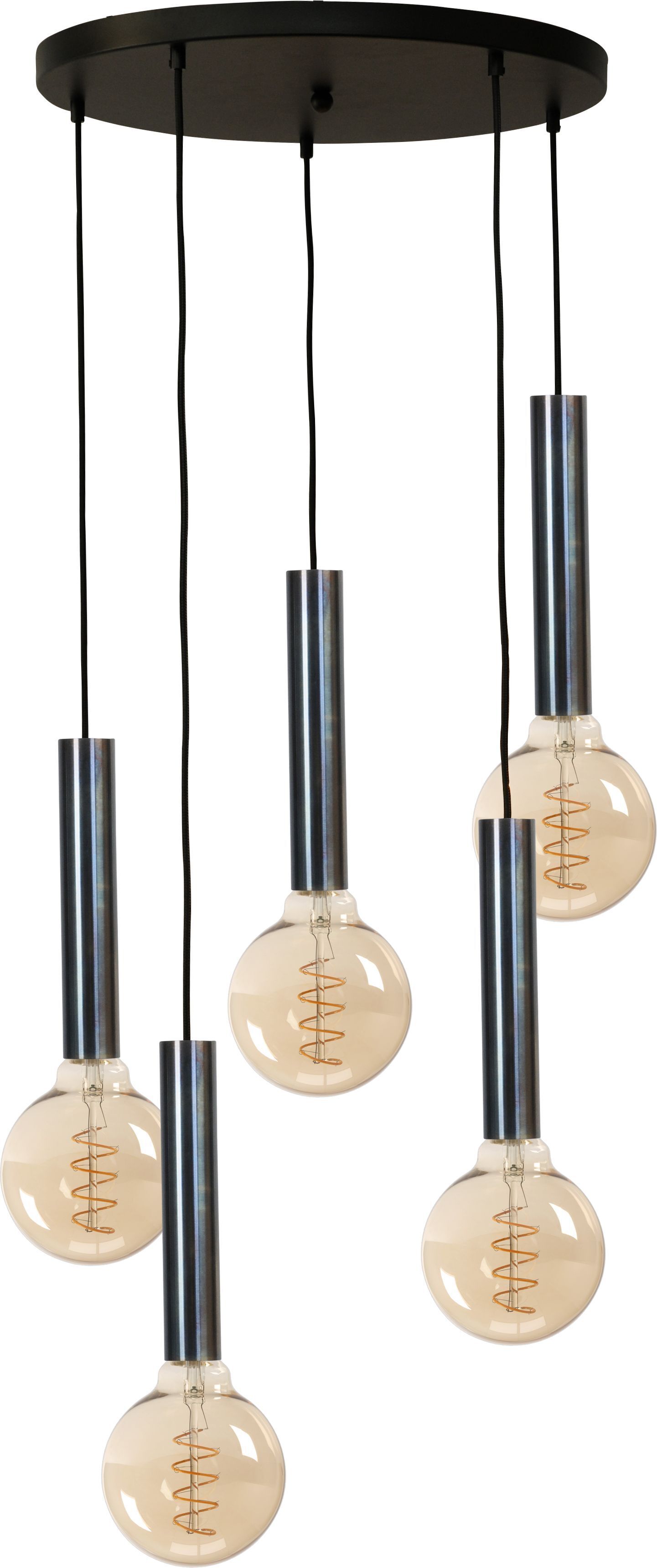 Lampe à suspendre métal noir effet pétrole réglable pour E27