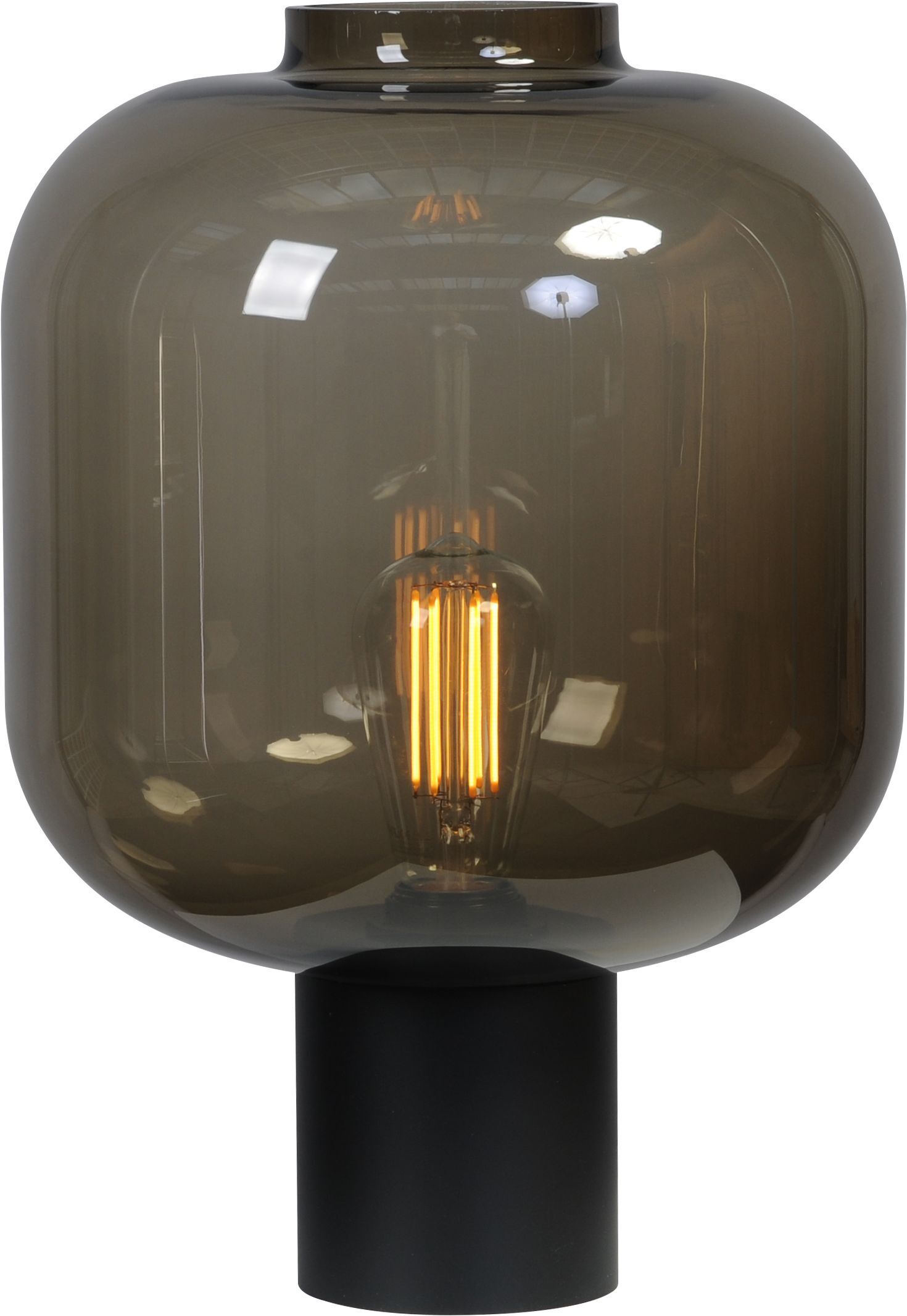 Lampe de table noir verre fumé métal hauteur 41 cm E27