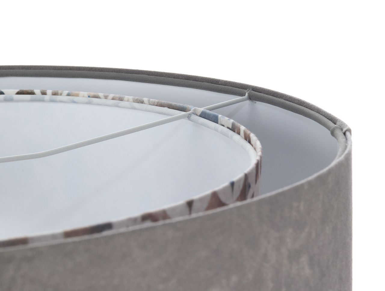 Suspension E27 ronde Ø 50 cm Tissu aspect velours Gris Beige Lampe, Lampenschirm