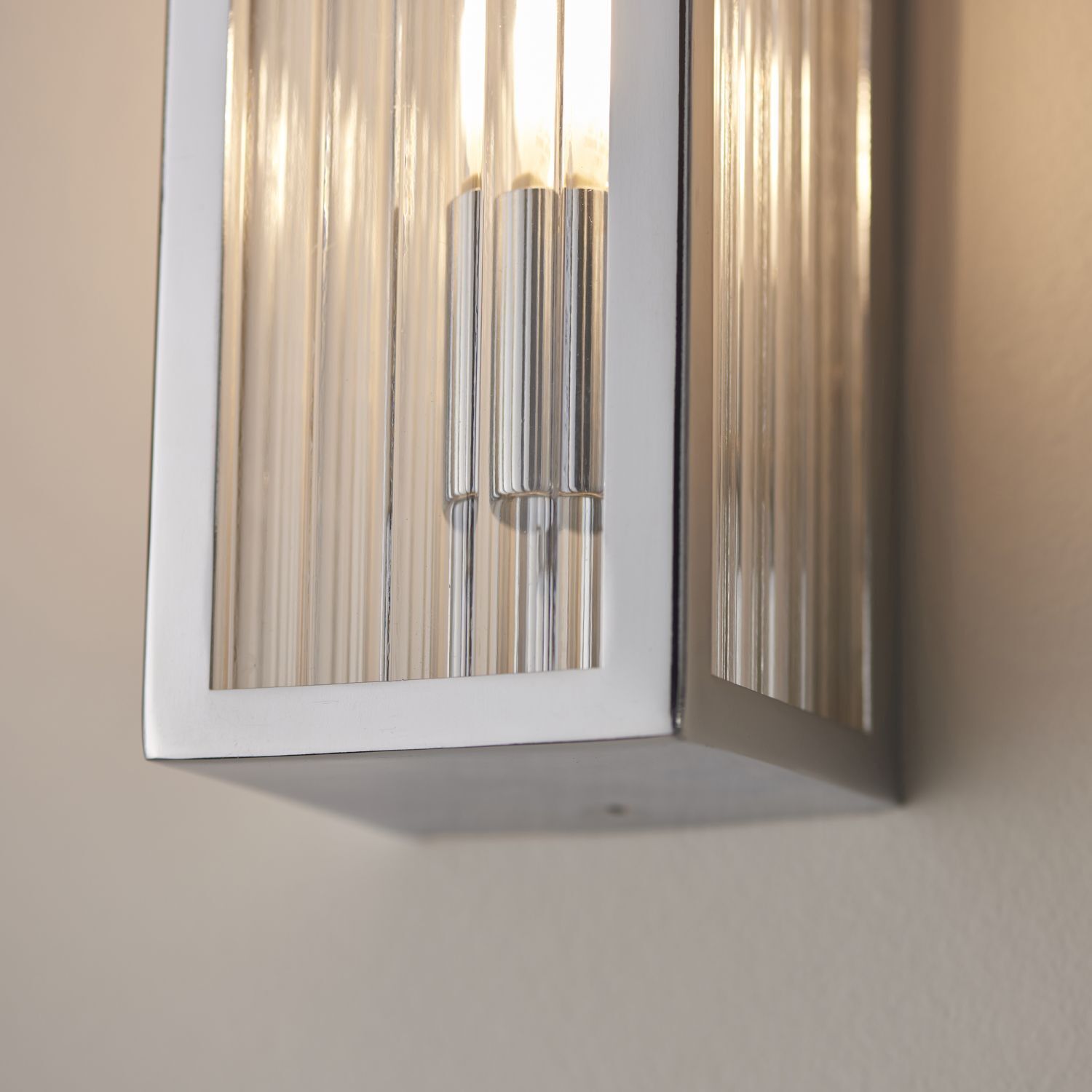Applique salle de bain verre métal H : 31,5 cm IP44 chrome blanc 2x G9