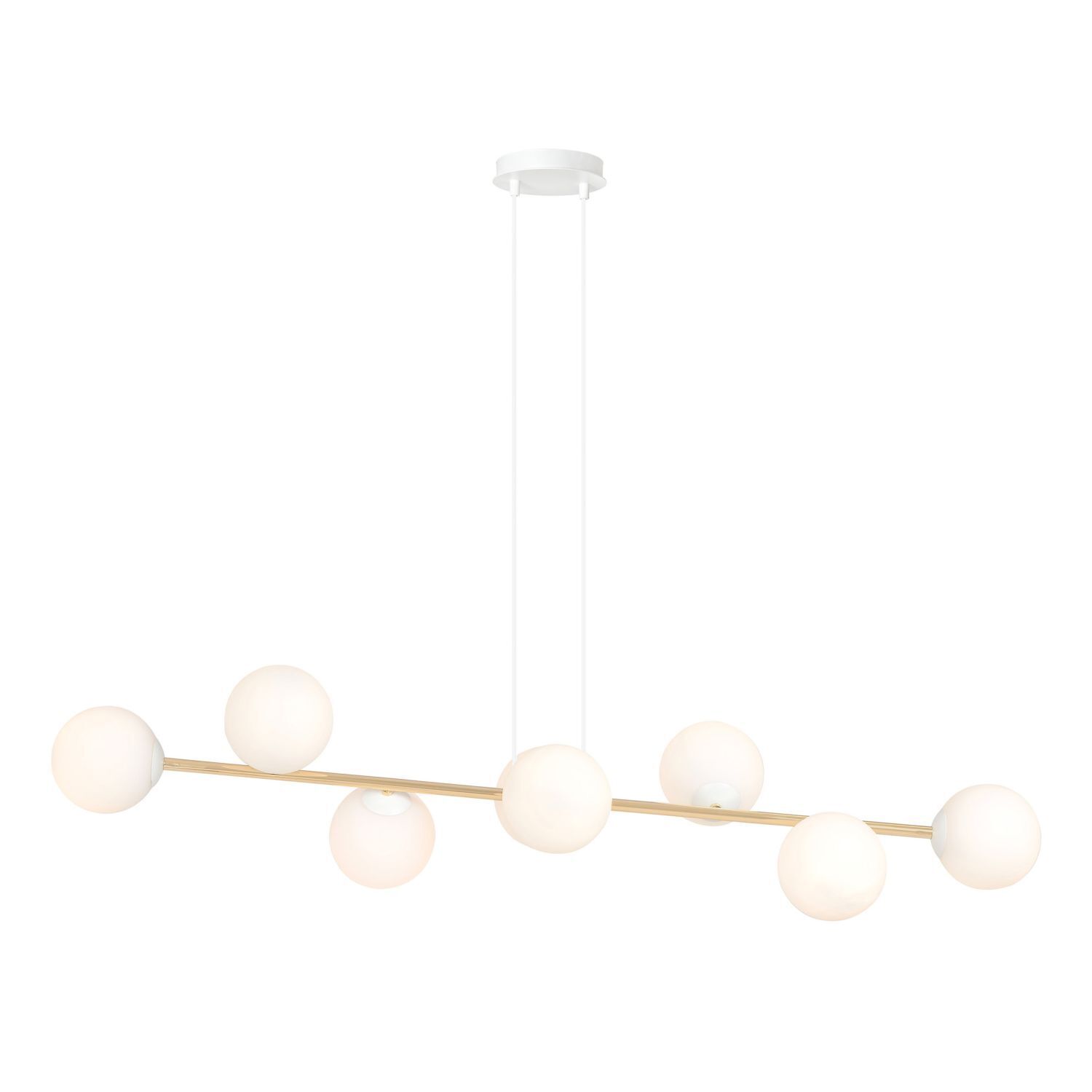 Lampe à suspendre blanc or 8x E14 verre métal 140 cm grande