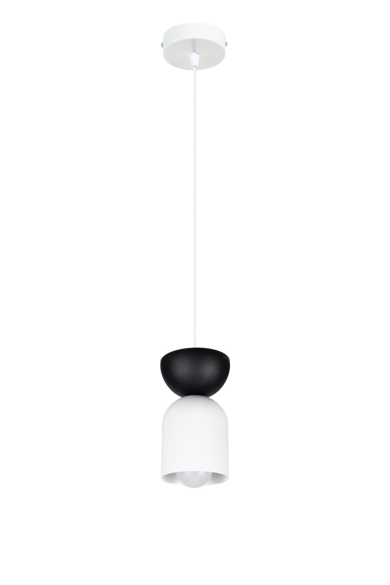 Minimalistische Hängelampe Weiß Schwarz E27 Ø11 cm rund Pendelleuchte, hängende Lampe, schwarz weiß, Zylinder-Schirm, Schirm aus Metall/Plastik