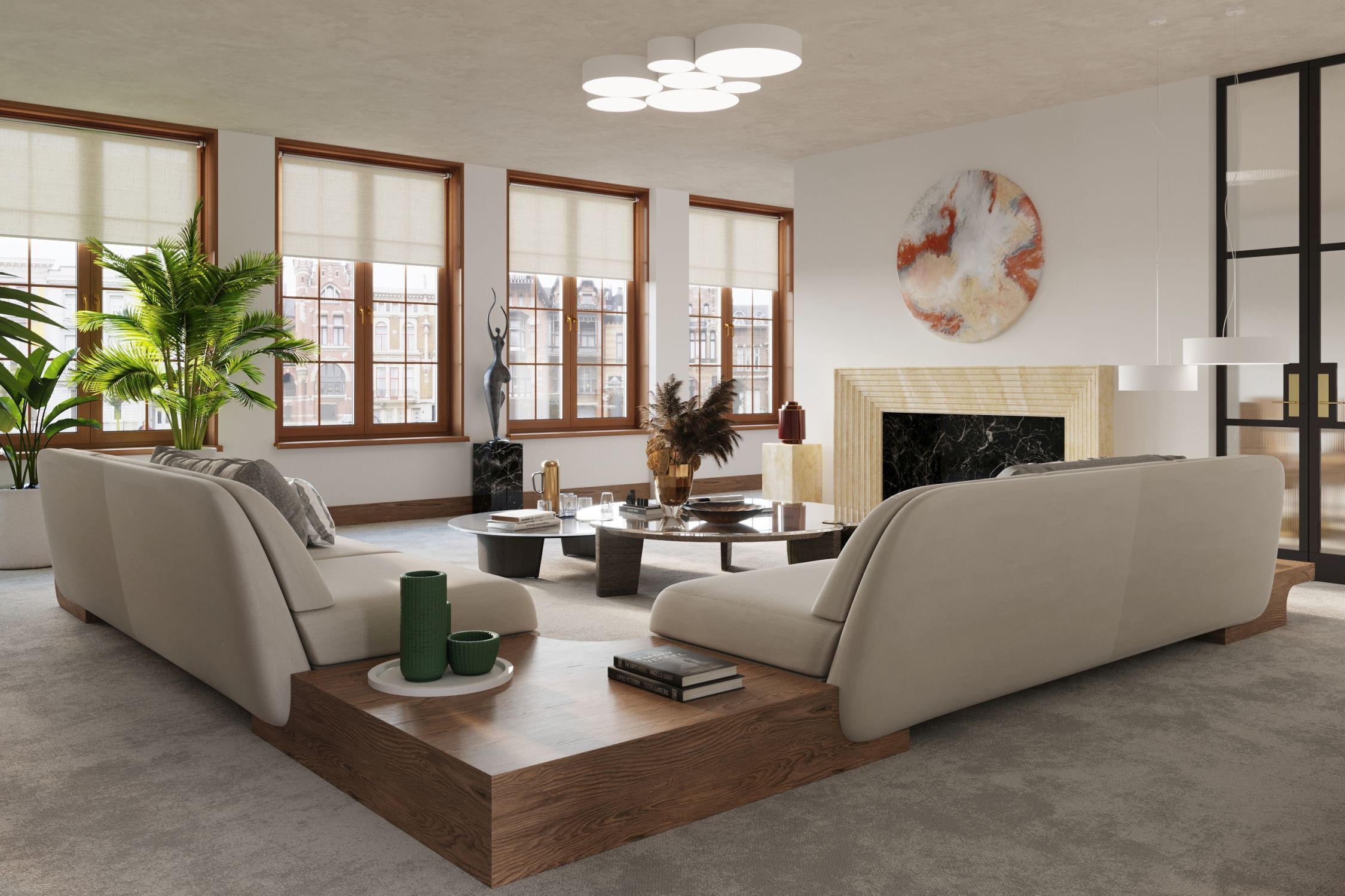 Plafonnier blanc rond Ø 55 cm 4x E27 faible éblouissement Moderne