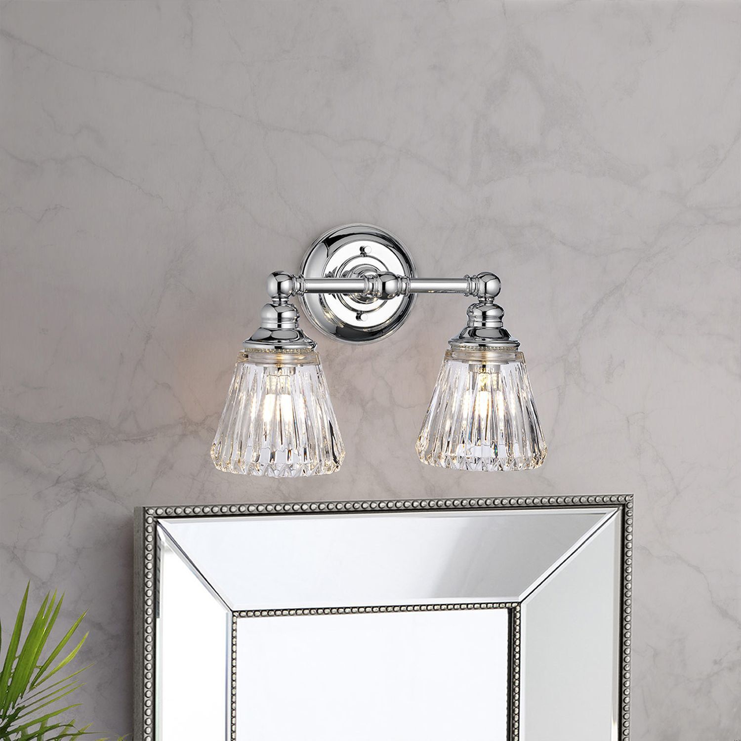 Lampe de salle de bain murale LED G9 IP44 L : 35,2 cm Métal Verre