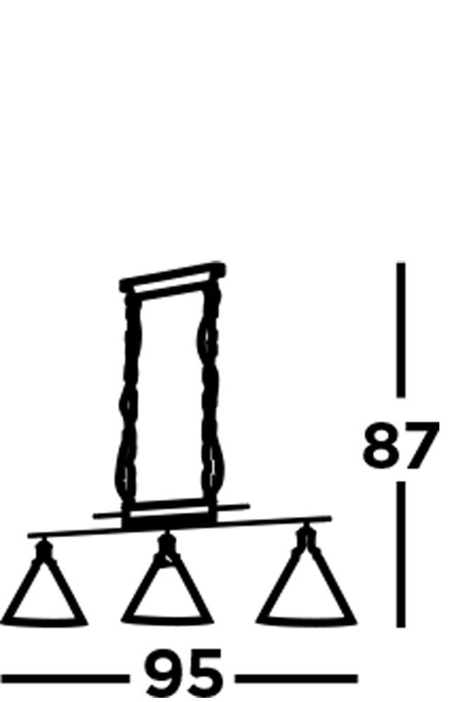 Suspension 3 flammes E27 L : 95 cm Design vintage