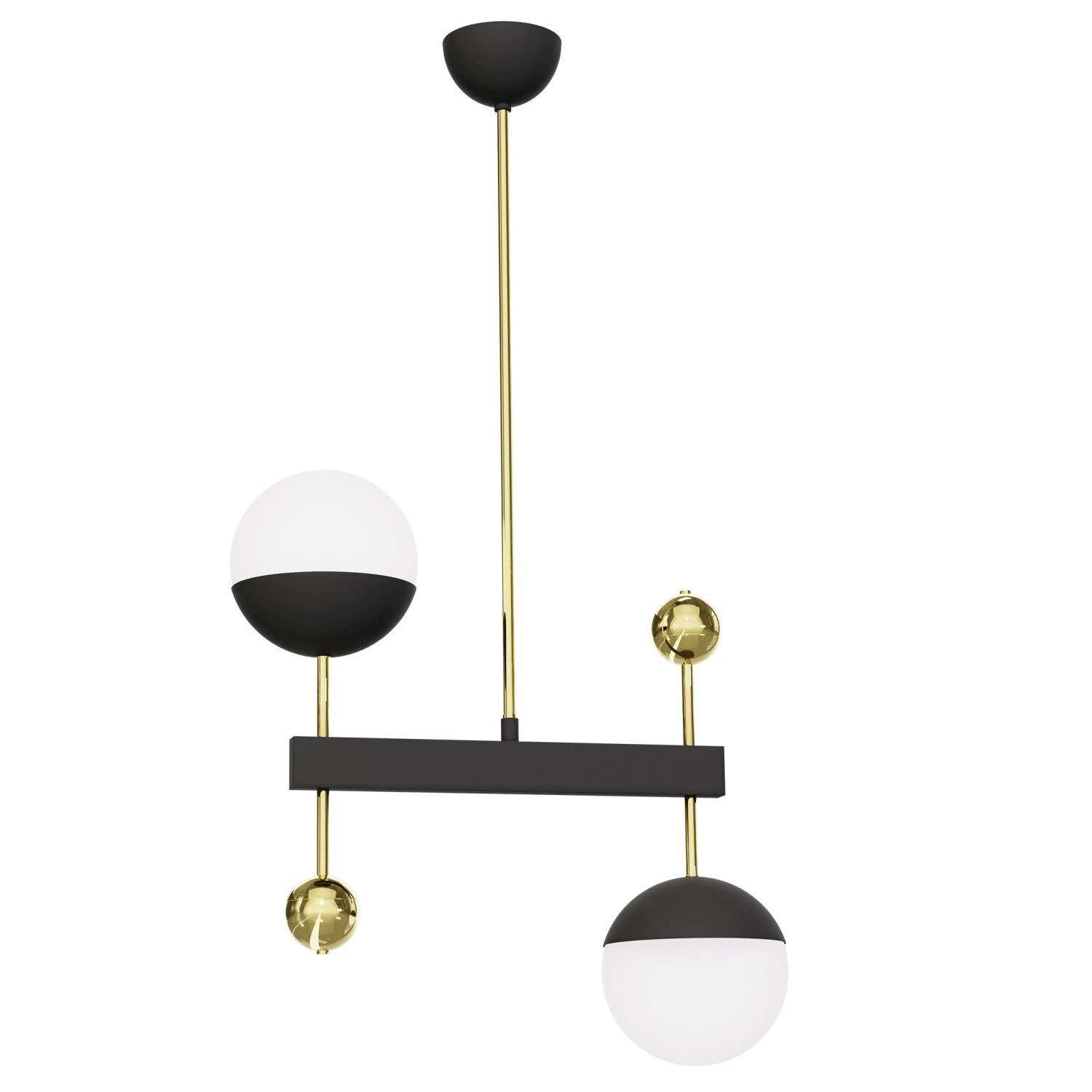 Lampe à suspendre verre métal en noir blanc or G9 faible éblouissement