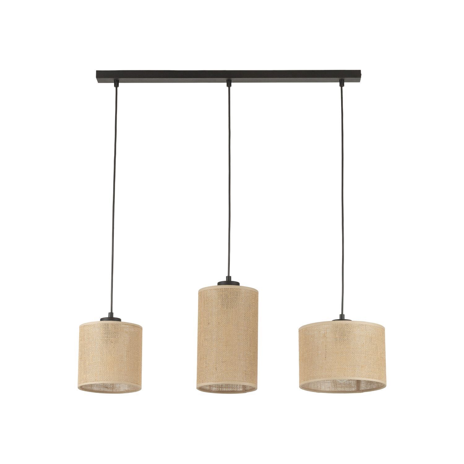 Suspension 3 flammes tissu métal L : 79 cm E27 Boho Lampe, Kronleuchter