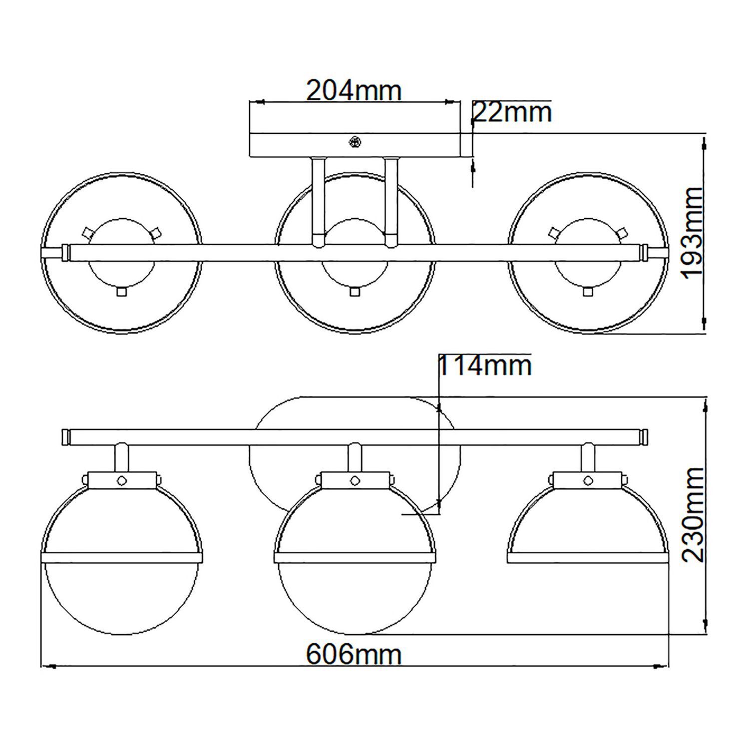 Luminaire de salle de bain mural IP44 60,6 cm de long en laiton antique