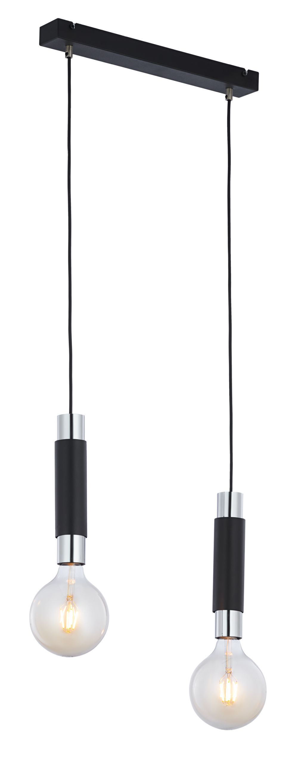 Suspension noire métal E27 L:40cm allongée