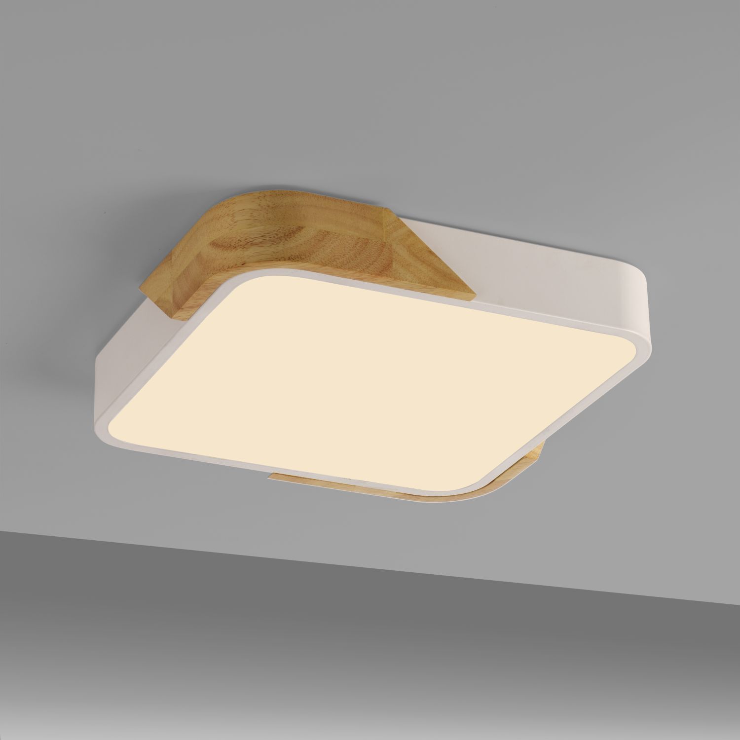 Plafonnier LED Bois L:32 cm Blanc Naturel 3000 K