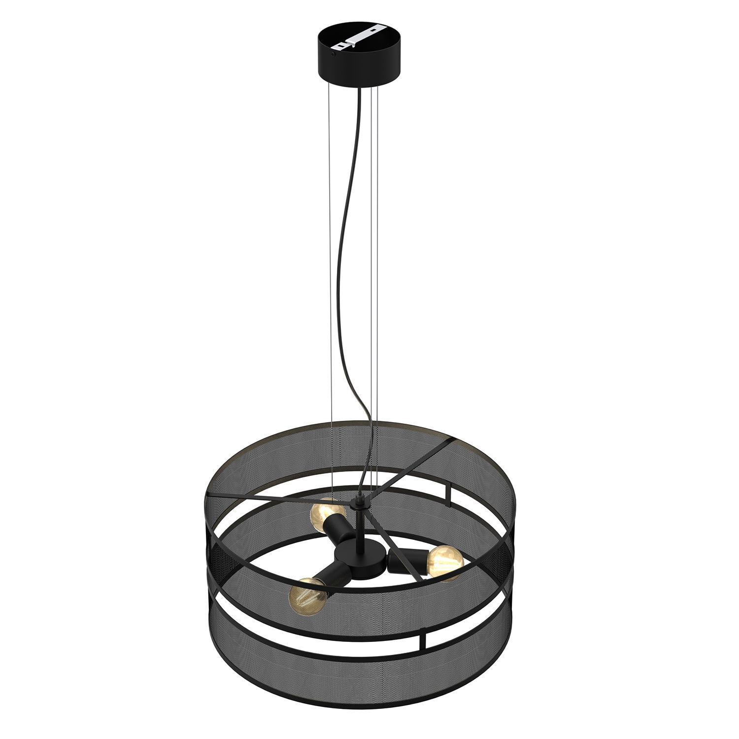 Lampe à suspendre ronde métal noir E27 Ø55 cm Industrial