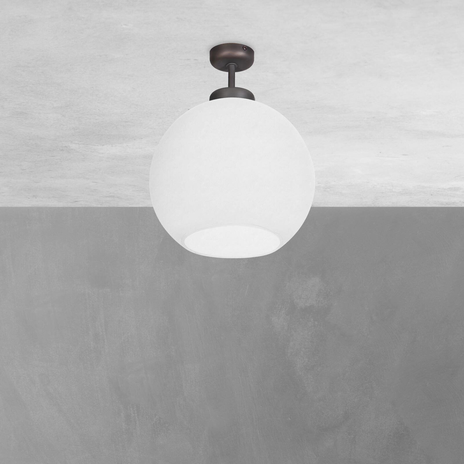 Lampe de plafond boule Ø 24 cm laiton verre E27 en bronze blanc