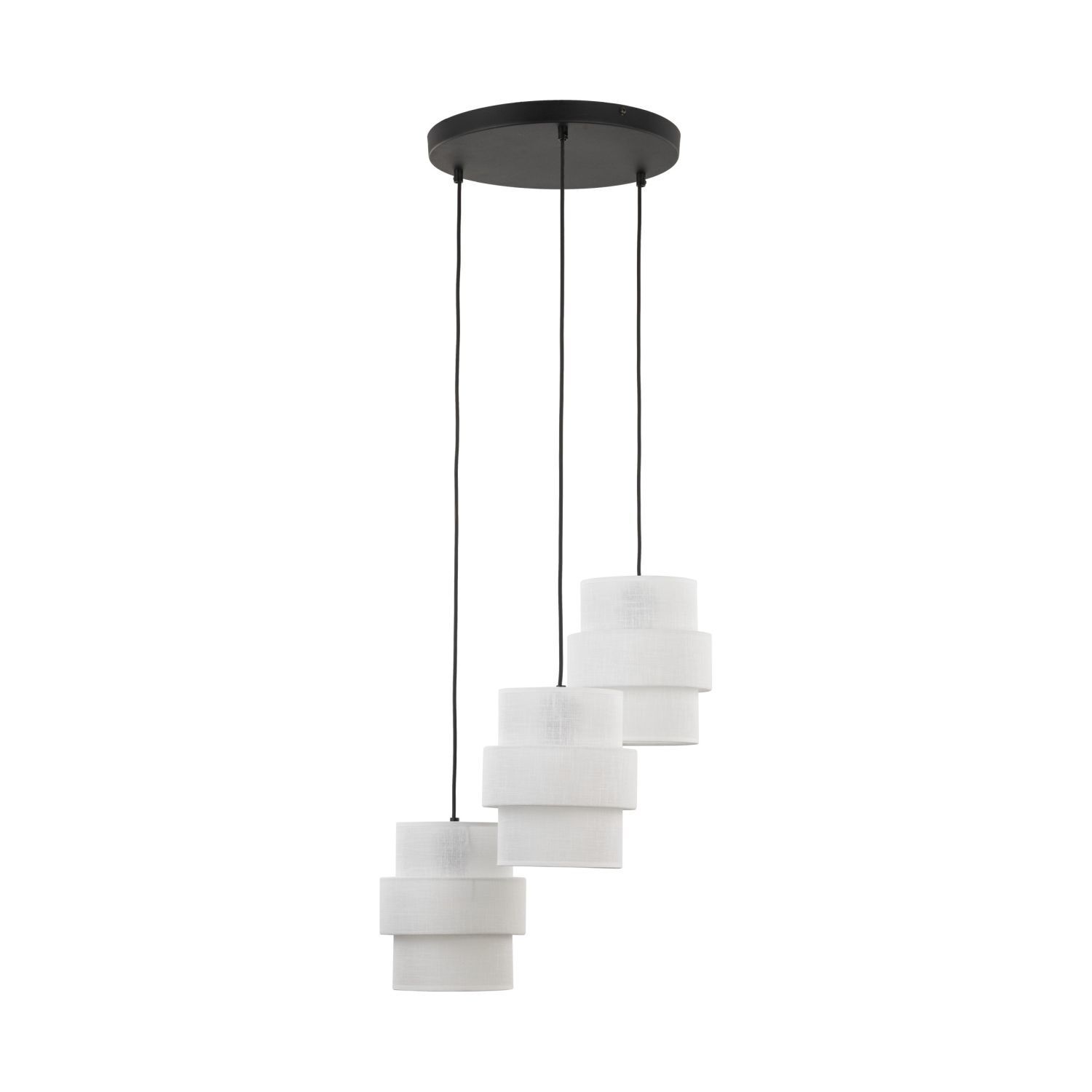 Lampe à suspendre tissu blanc noir réglable E27 3-flamme