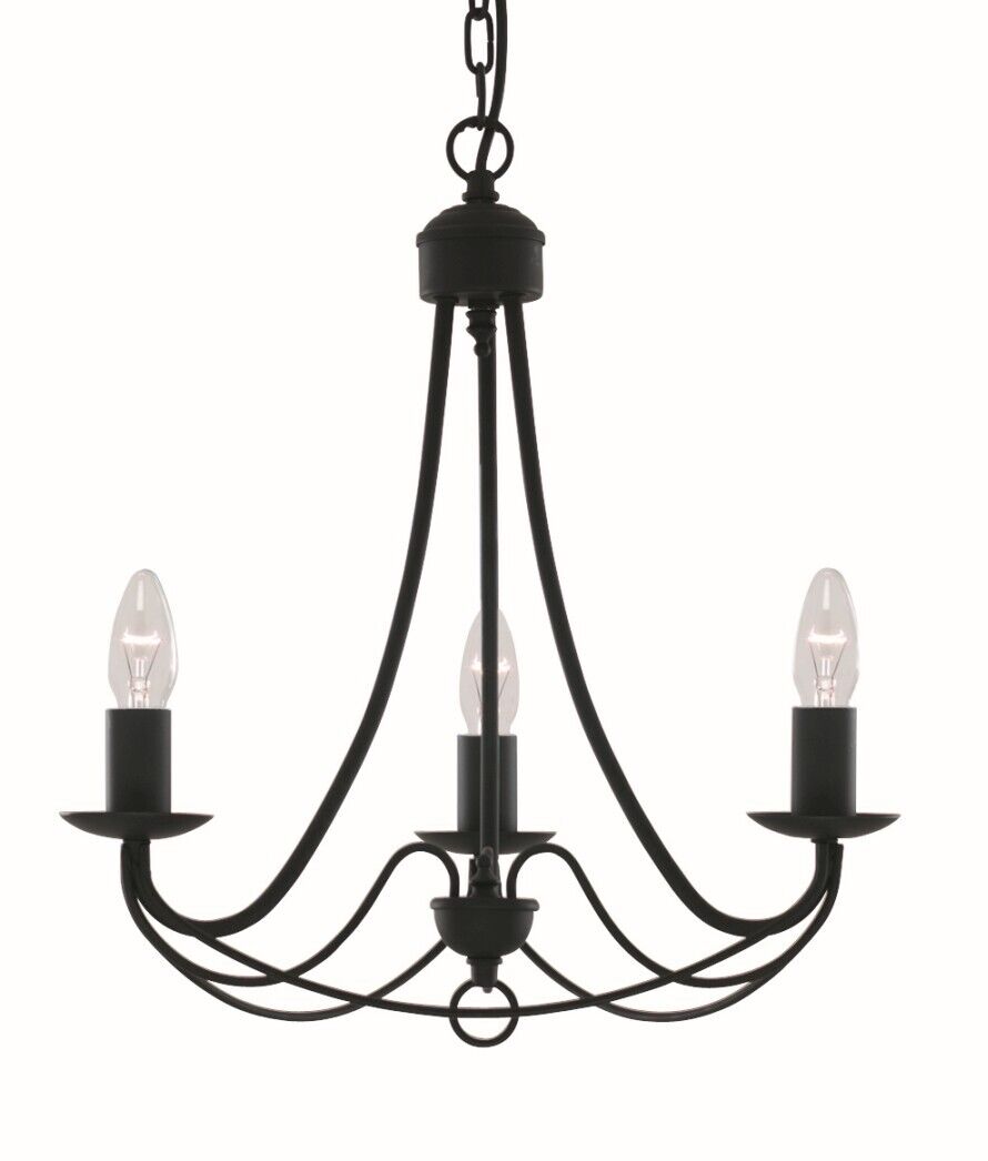 Lustre en noir mat 3-flmg.