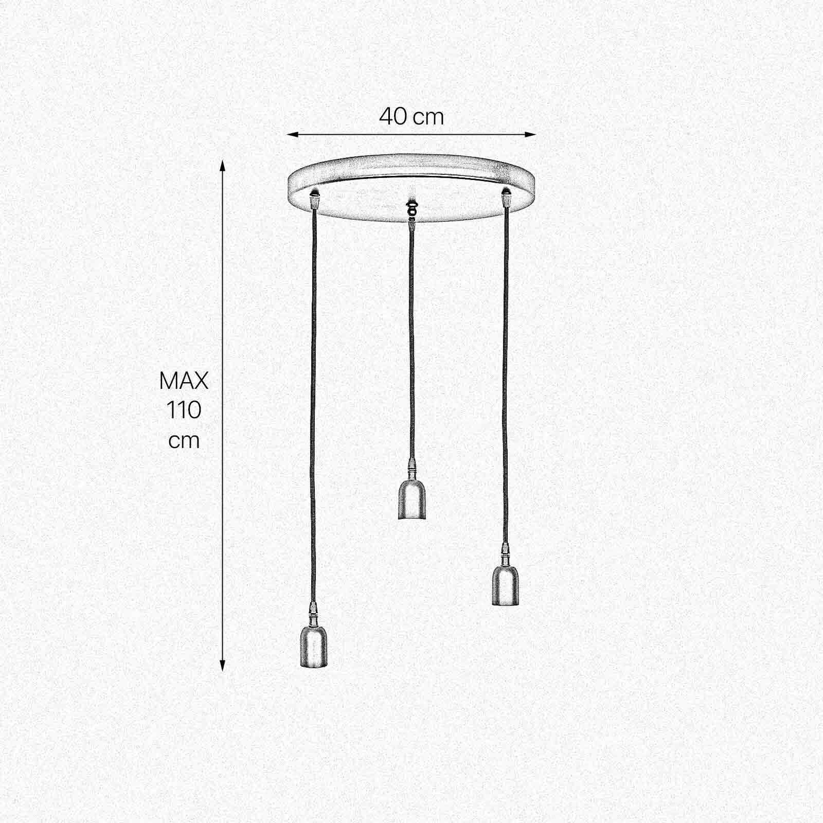 Suspension Ø 40 cm 3-flamme E27 noir mat réglable