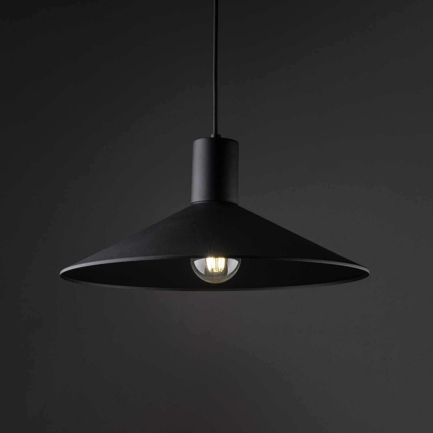 Lampe à suspendre ronde Ø 36 cm Noir Métal E27 Design rétro